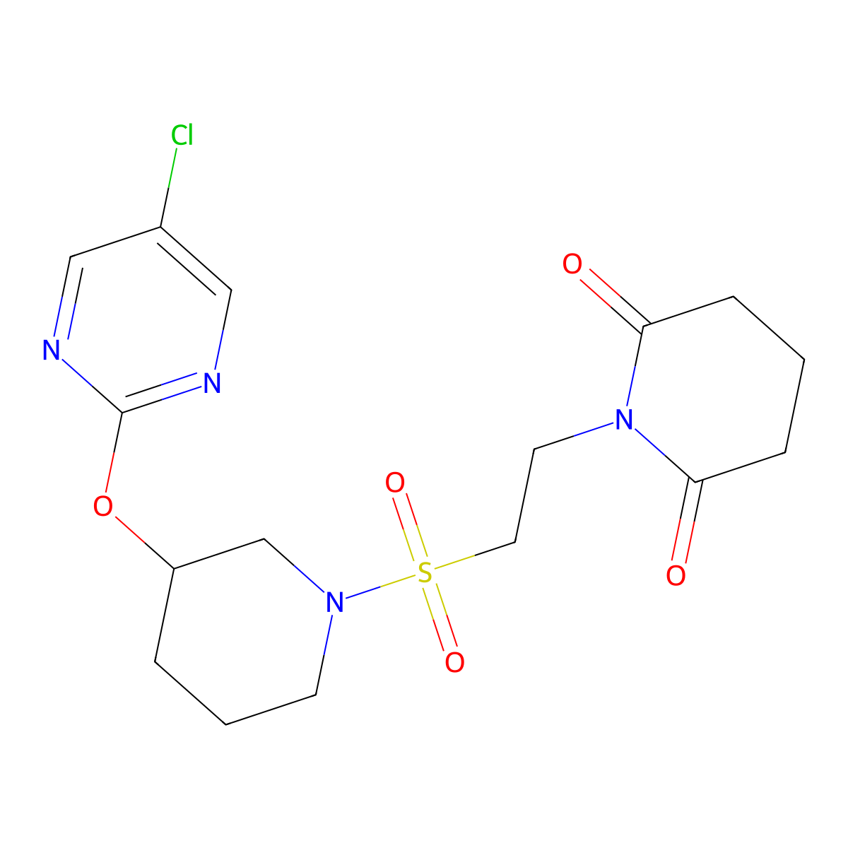 1-[2-({3-[(5-Chloropyrimidin-2-yl)oxy]piperidin-1-yl}sulfonyl)ethyl]piperidine-2,6-dione molecular structure, CAS 2034476-08-7