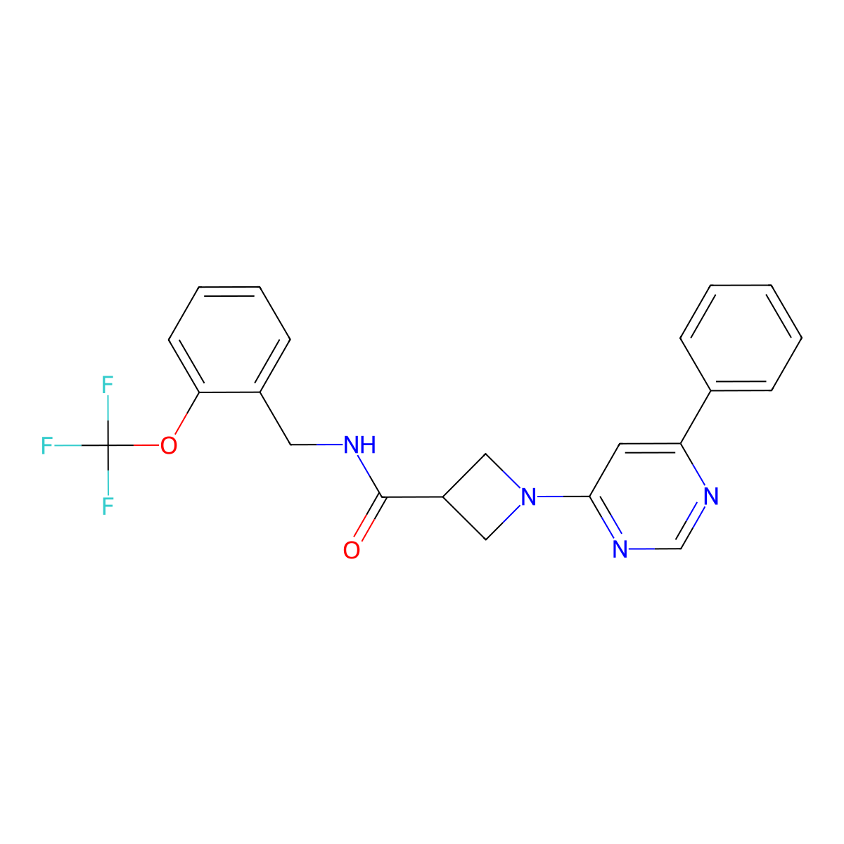 1-(6-phenylpyrimidin-4-yl)-N-(2-(trifluoromethoxy)benzyl)azetidine-3-carboxamide molecular structure, CAS 2034476-11-2