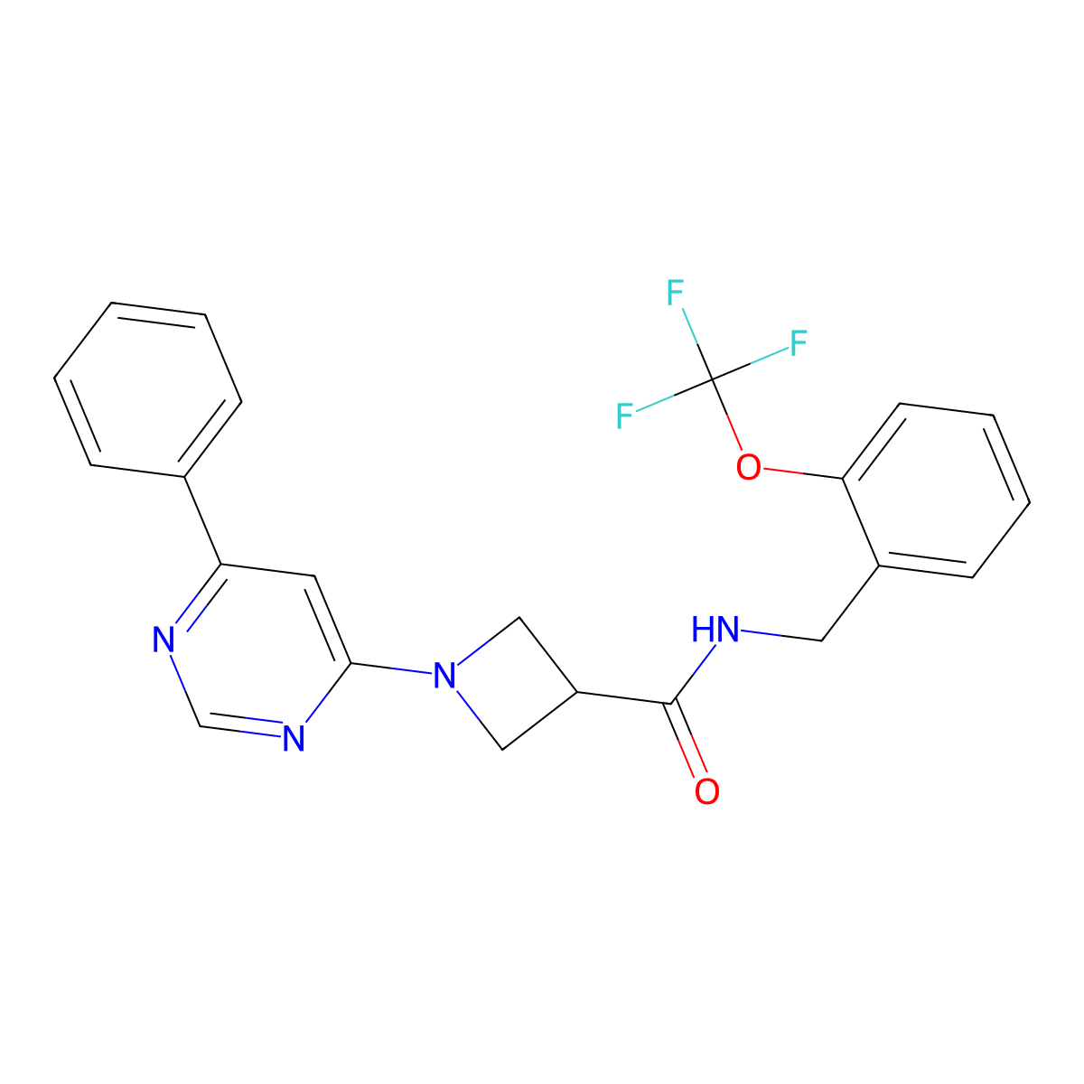 1-(6-phenylpyrimidin-4-yl)-N-(2-(trifluoromethoxy)benzyl)azetidine-3-carboxamide molecular structure, CAS 2034476-11-2