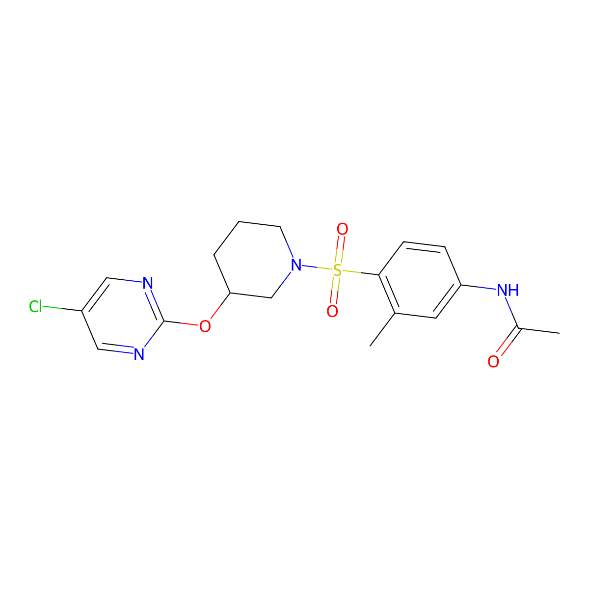 N-[4-({3-[(5-chloropyrimidin-2-yl)oxy]piperidin-1-yl}sulfonyl)-3-methylphenyl]acetamide molecular structure, CAS 2034476-18-9