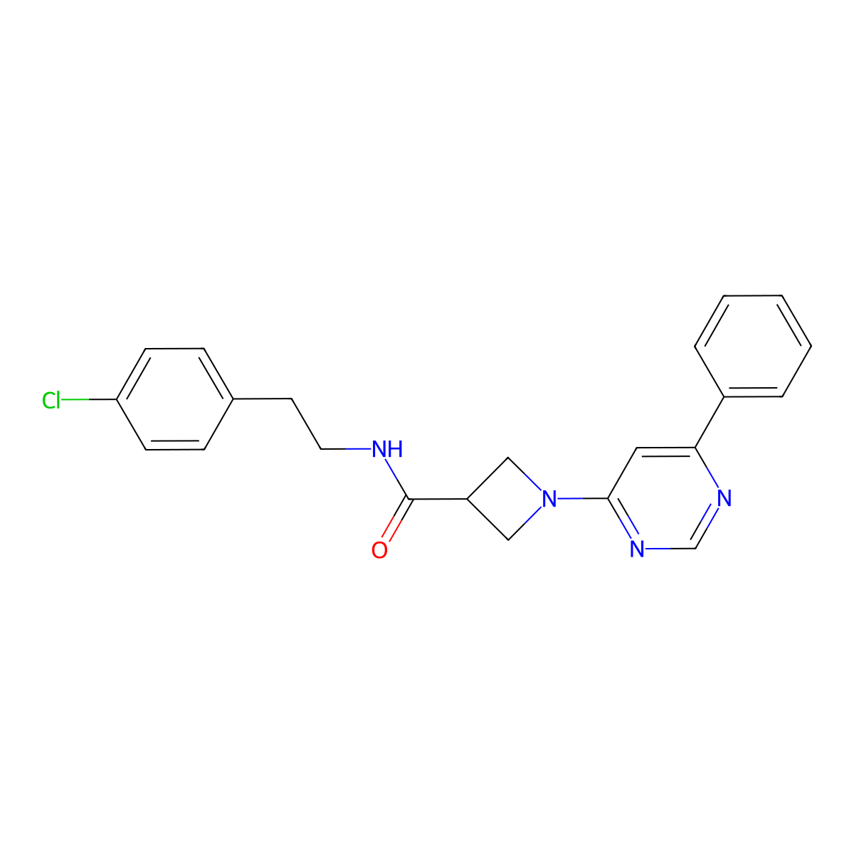 N-(4-chlorophenethyl)-1-(6-phenylpyrimidin-4-yl)azetidine-3-carboxamide molecular structure, CAS 2034476-19-0