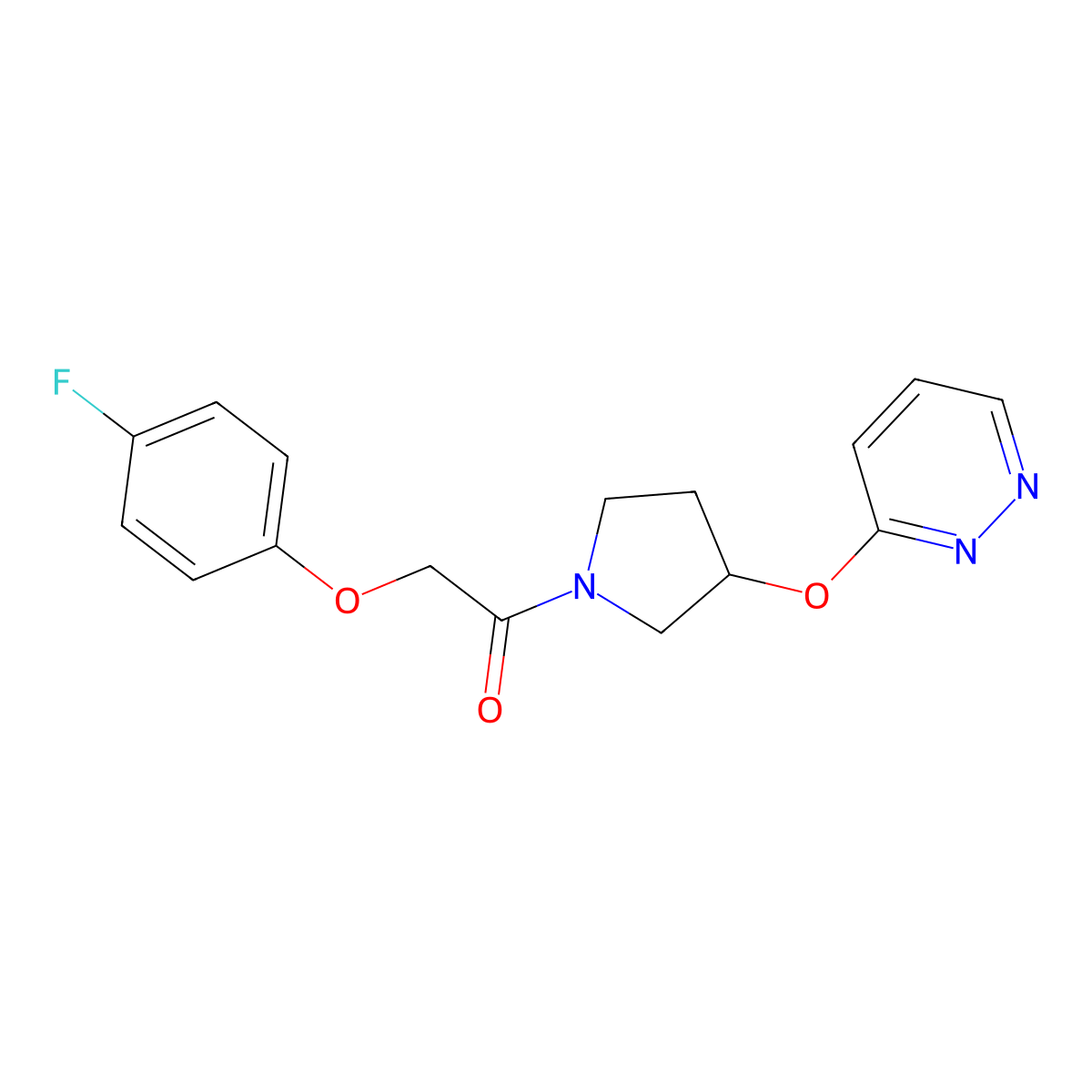 2-(4-Fluorophenoxy)-1-(3-(pyridazin-3-yloxy)pyrrolidin-1-yl)ethanone molecular structure, CAS 2034476-20-3