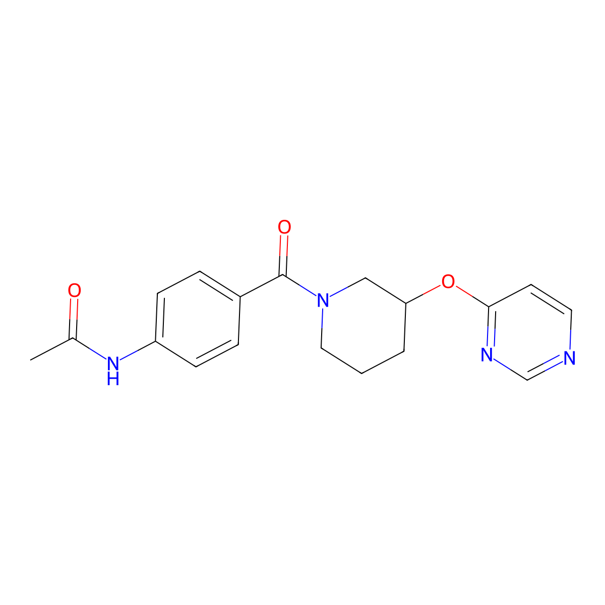 N-{4-[3-(pyrimidin-4-yloxy)piperidine-1-carbonyl]phenyl}acetamide molecular structure, CAS 2034476-29-2