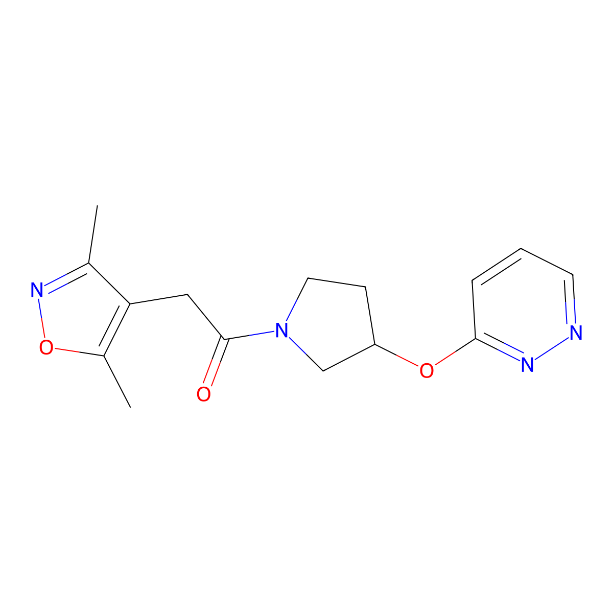2-(3,5-Dimethylisoxazol-4-yl)-1-(3-(pyridazin-3-yloxy)pyrrolidin-1-yl)ethanone molecular structure, CAS 2034476-31-6
