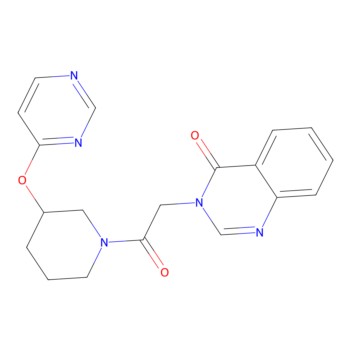 3-(2-oxo-2-(3-(pyrimidin-4-yloxy)piperidin-1-yl)ethyl)quinazolin-4(3H)-one molecular structure, CAS 2034476-34-9