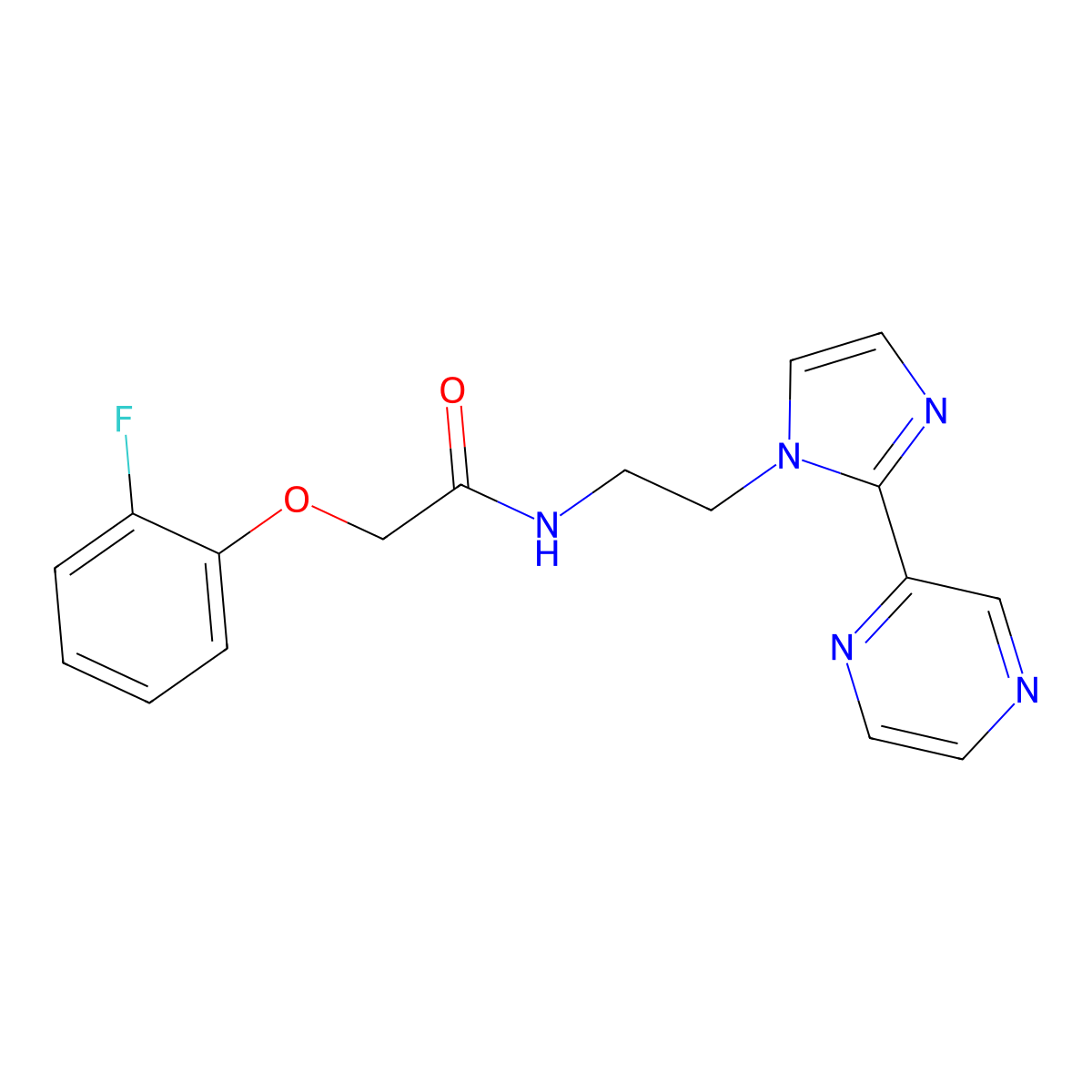 2-(2-fluorophenoxy)-N-{2-[2-(pyrazin-2-yl)-1H-imidazol-1-yl]ethyl}acetamide molecular structure, CAS 2034476-36-1