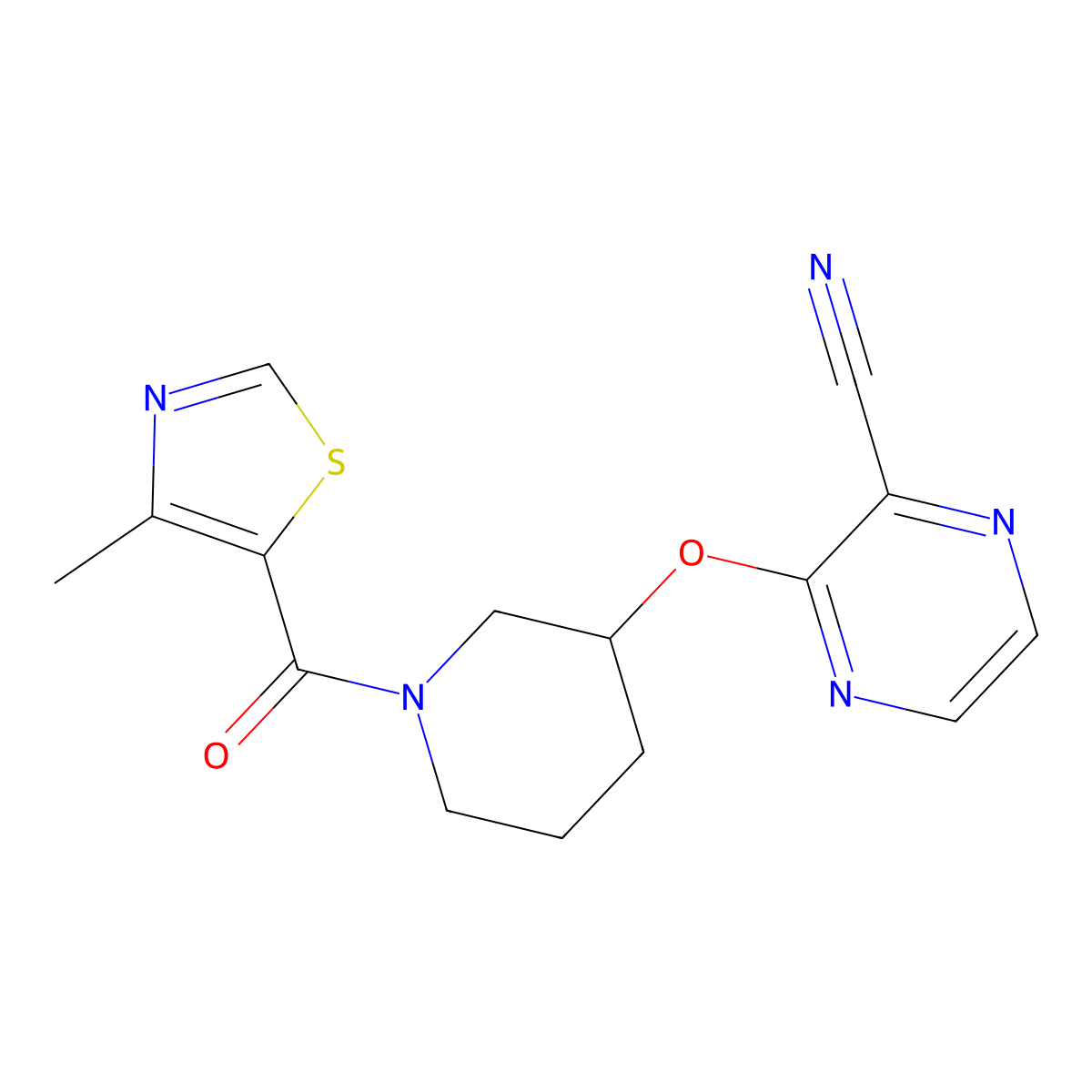 3-((1-(4-Methylthiazole-5-carbonyl)piperidin-3-yl)oxy)pyrazine-2-carbonitrile molecular structure, CAS 2034476-41-8