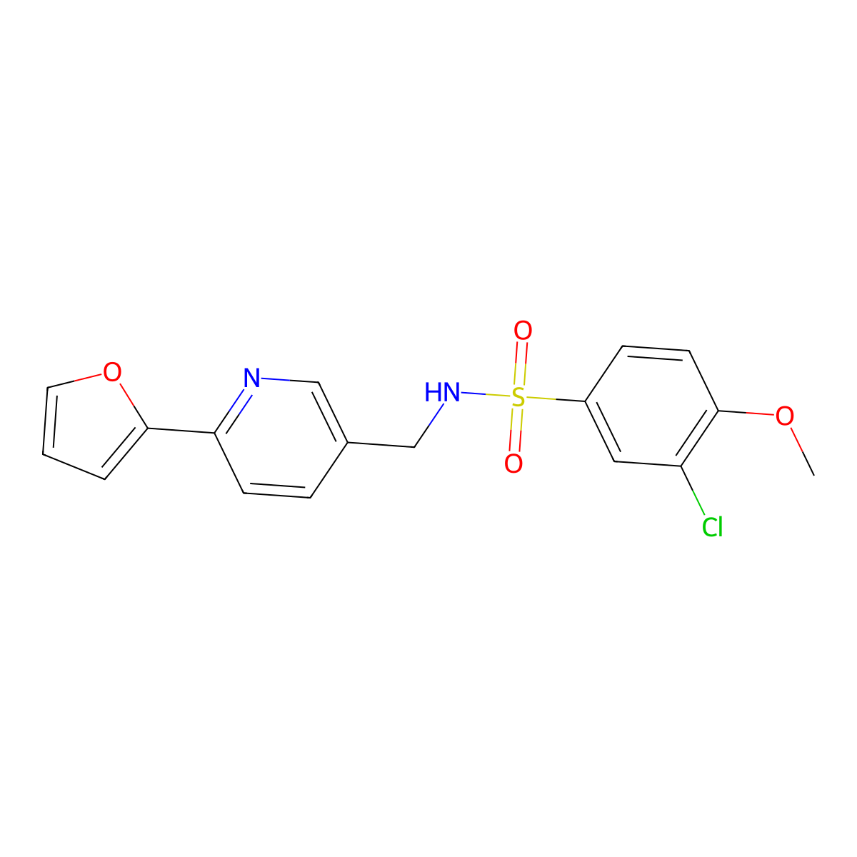 3-chloro-N-((6-(furan-2-yl)pyridin-3-yl)methyl)-4-methoxybenzenesulfonamide molecular structure, CAS 2034476-42-9