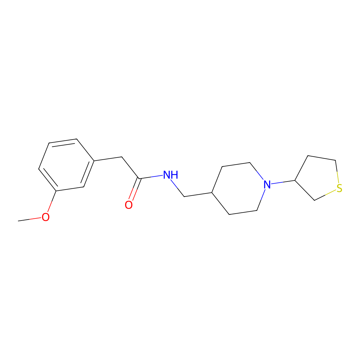 2-(3-methoxyphenyl)-N-((1-(tetrahydrothiophen-3-yl)piperidin-4-yl)methyl)acetamide molecular structure, CAS 2034476-43-0