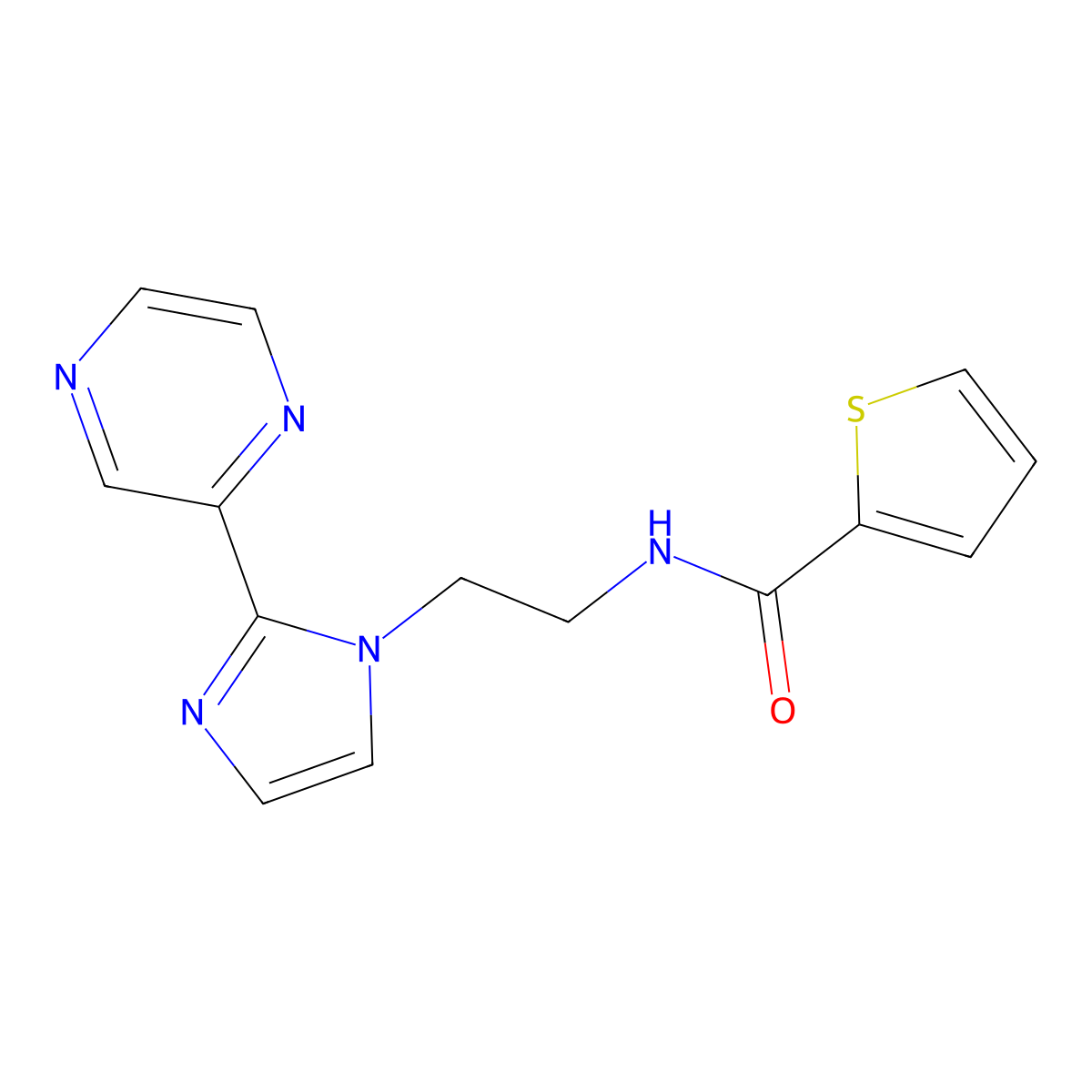 N-(2-(2-(pyrazin-2-yl)-1H-imidazol-1-yl)ethyl)thiophene-2-carboxamide molecular structure, CAS 2034476-46-3
