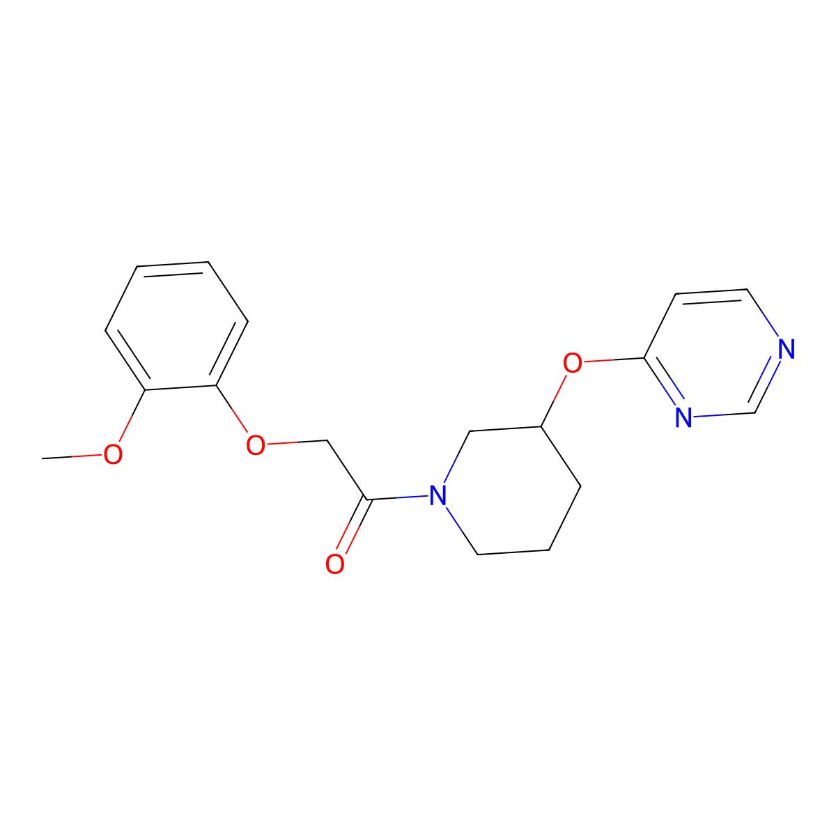 2-(2-Methoxyphenoxy)-1-(3-(pyrimidin-4-yloxy)piperidin-1-yl)ethanone molecular structure, CAS 2034476-50-9