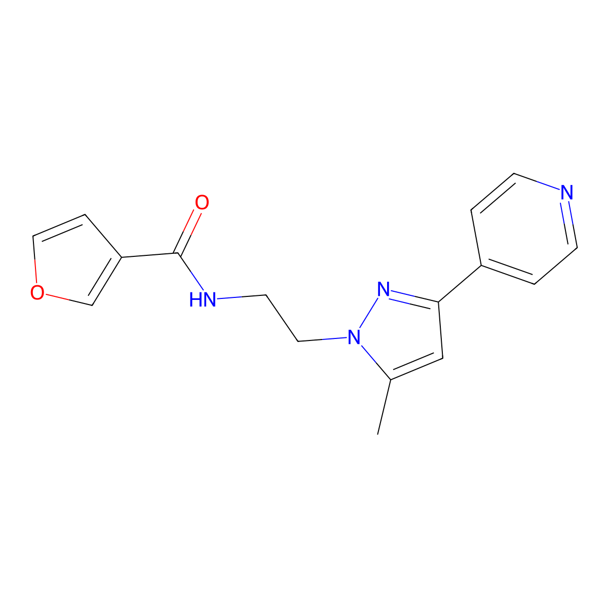 N-{2-[5-methyl-3-(pyridin-4-yl)-1H-pyrazol-1-yl]ethyl}furan-3-carboxamide molecular structure, CAS 2034476-54-3