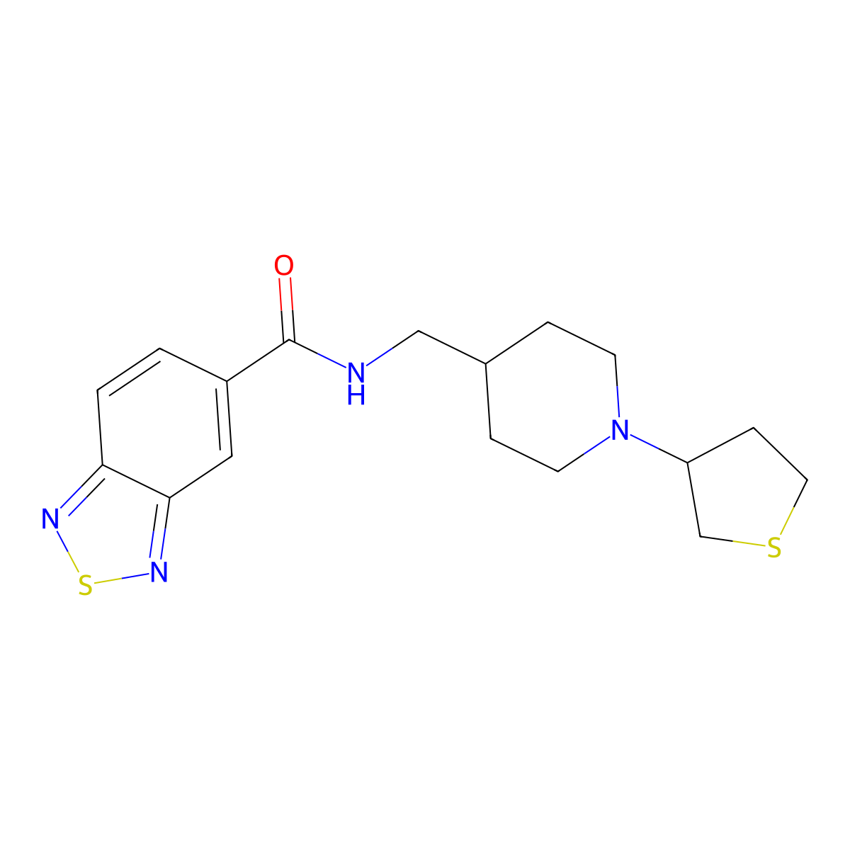 N-((1-(tetrahydrothiophen-3-yl)piperidin-4-yl)methyl)benzo[c][1,2,5]thiadiazole-5-carboxamide molecular structure, CAS 2034476-55-4
