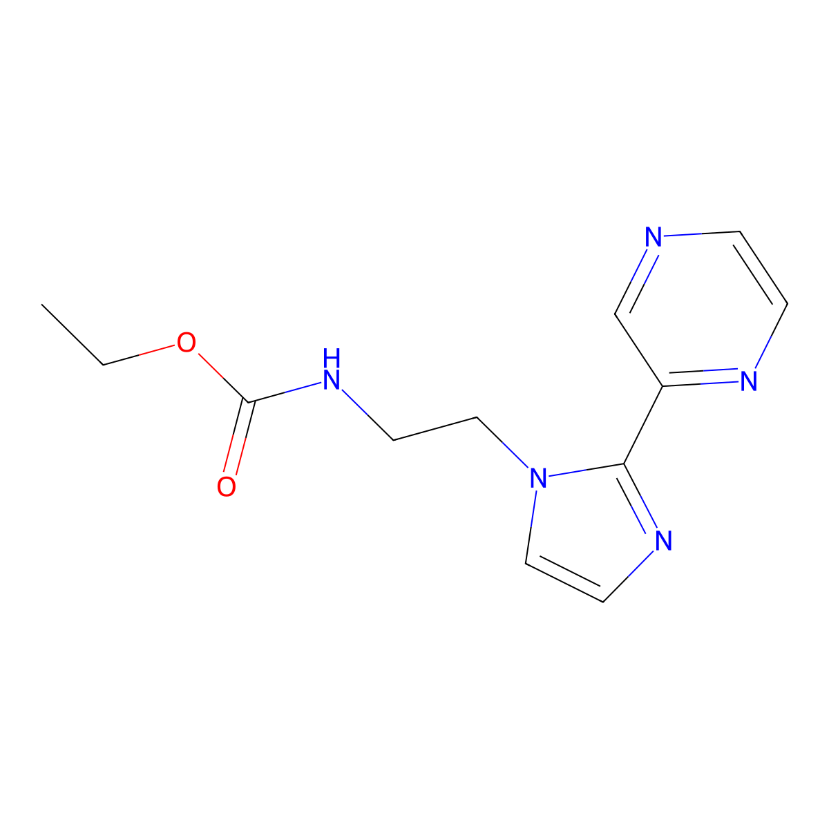ethyl (2-(2-(pyrazin-2-yl)-1H-imidazol-1-yl)ethyl)carbamate molecular structure, CAS 2034476-57-6