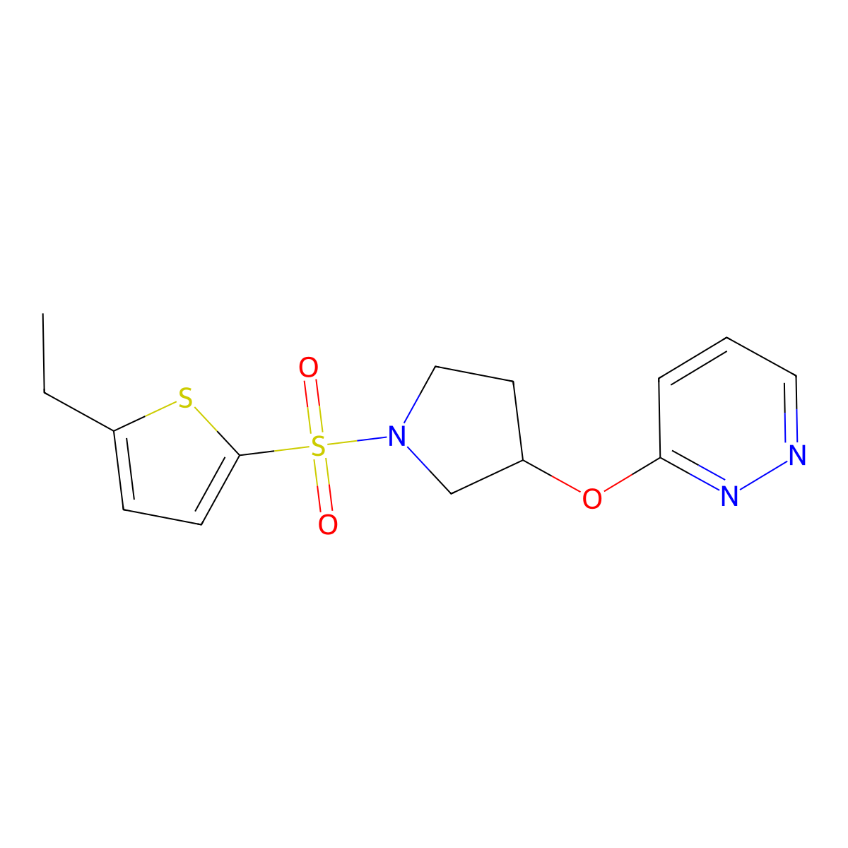 3-({1-[(5-Ethylthiophen-2-yl)sulfonyl]pyrrolidin-3-yl}oxy)pyridazine molecular structure, CAS 2034476-58-7