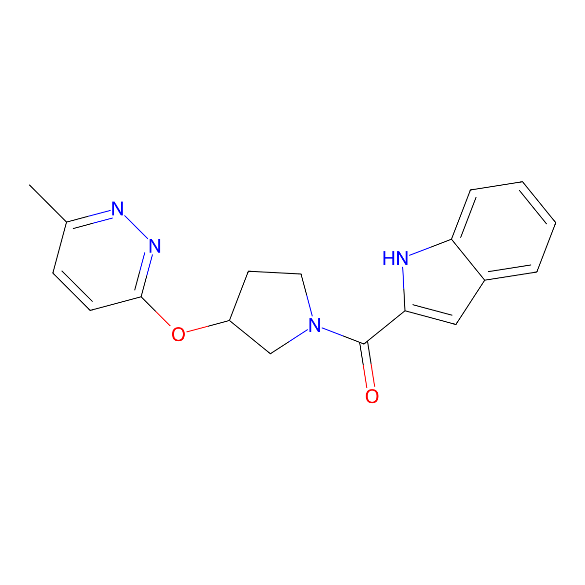 (1H-indol-2-yl)(3-((6-methylpyridazin-3-yl)oxy)pyrrolidin-1-yl)methanone molecular structure, CAS 2034476-76-9