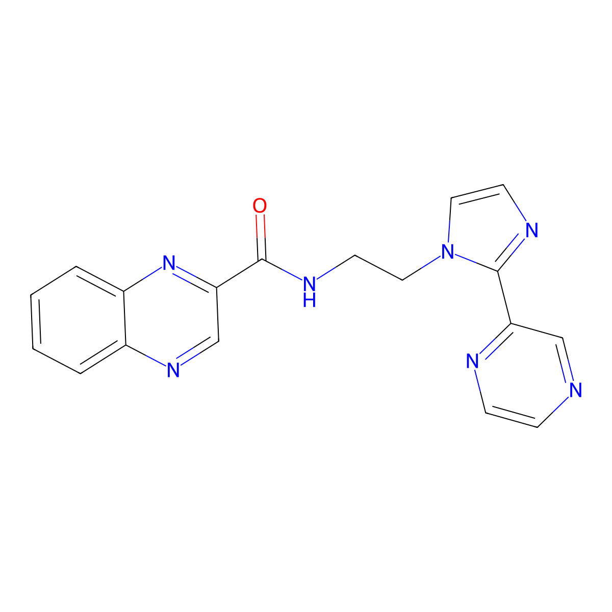 N-(2-(2-(pyrazin-2-yl)-1H-imidazol-1-yl)ethyl)quinoxaline-2-carboxamide molecular structure, CAS 2034476-84-9