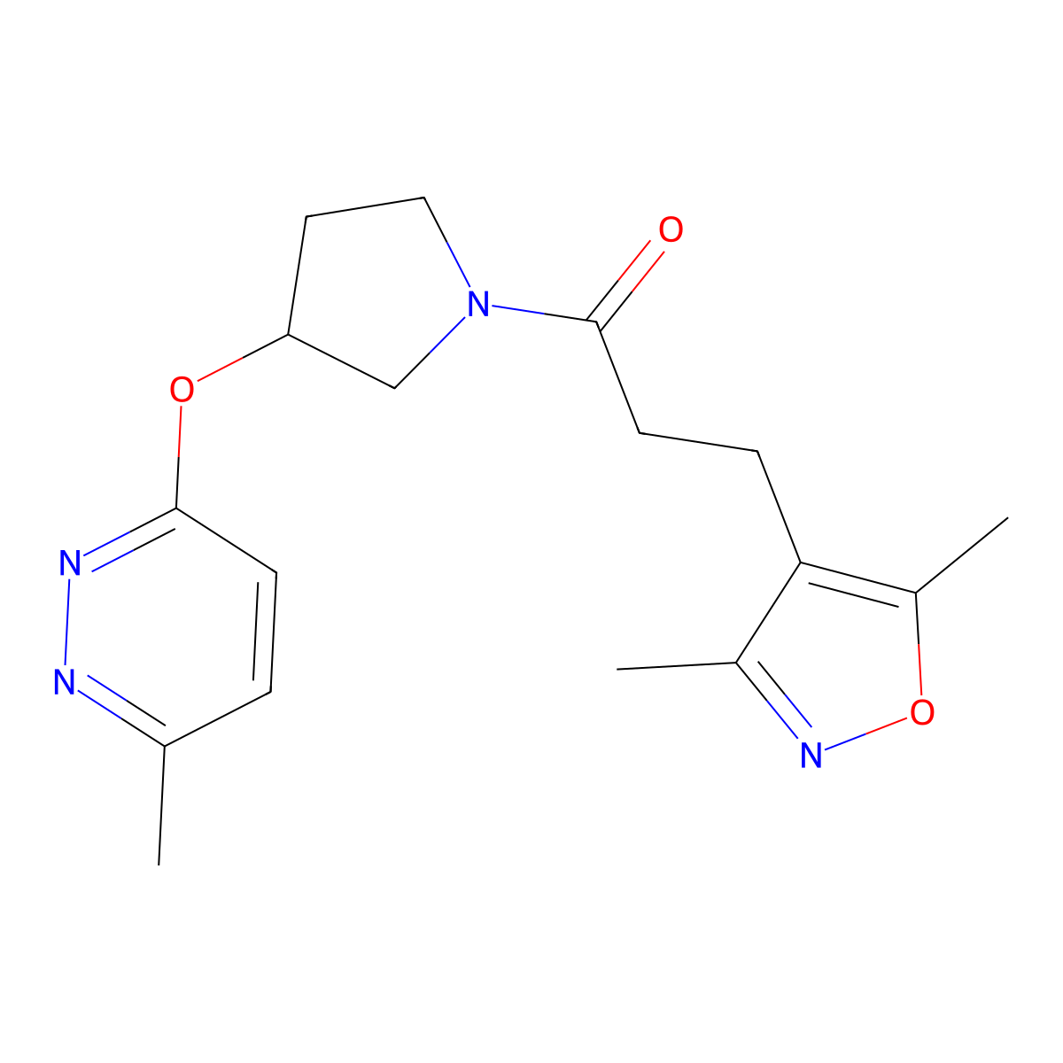 3-(3,5-Dimethylisoxazol-4-yl)-1-(3-((6-methylpyridazin-3-yl)oxy)pyrrolidin-1-yl)propan-1-one molecular structure, CAS 2034476-86-1