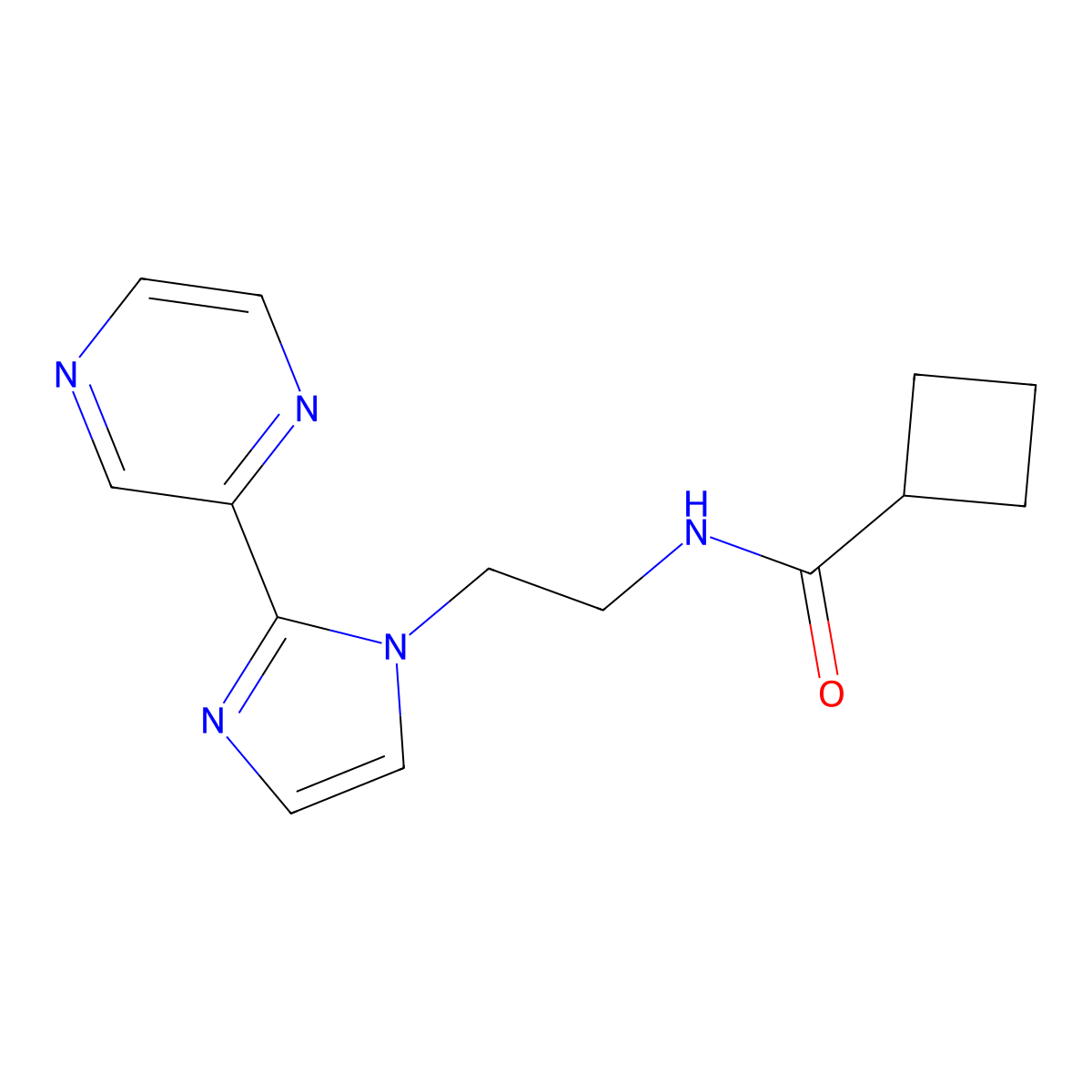 N-{2-[2-(pyrazin-2-yl)-1H-imidazol-1-yl]ethyl}cyclobutanecarboxamide molecular structure, CAS 2034476-91-8