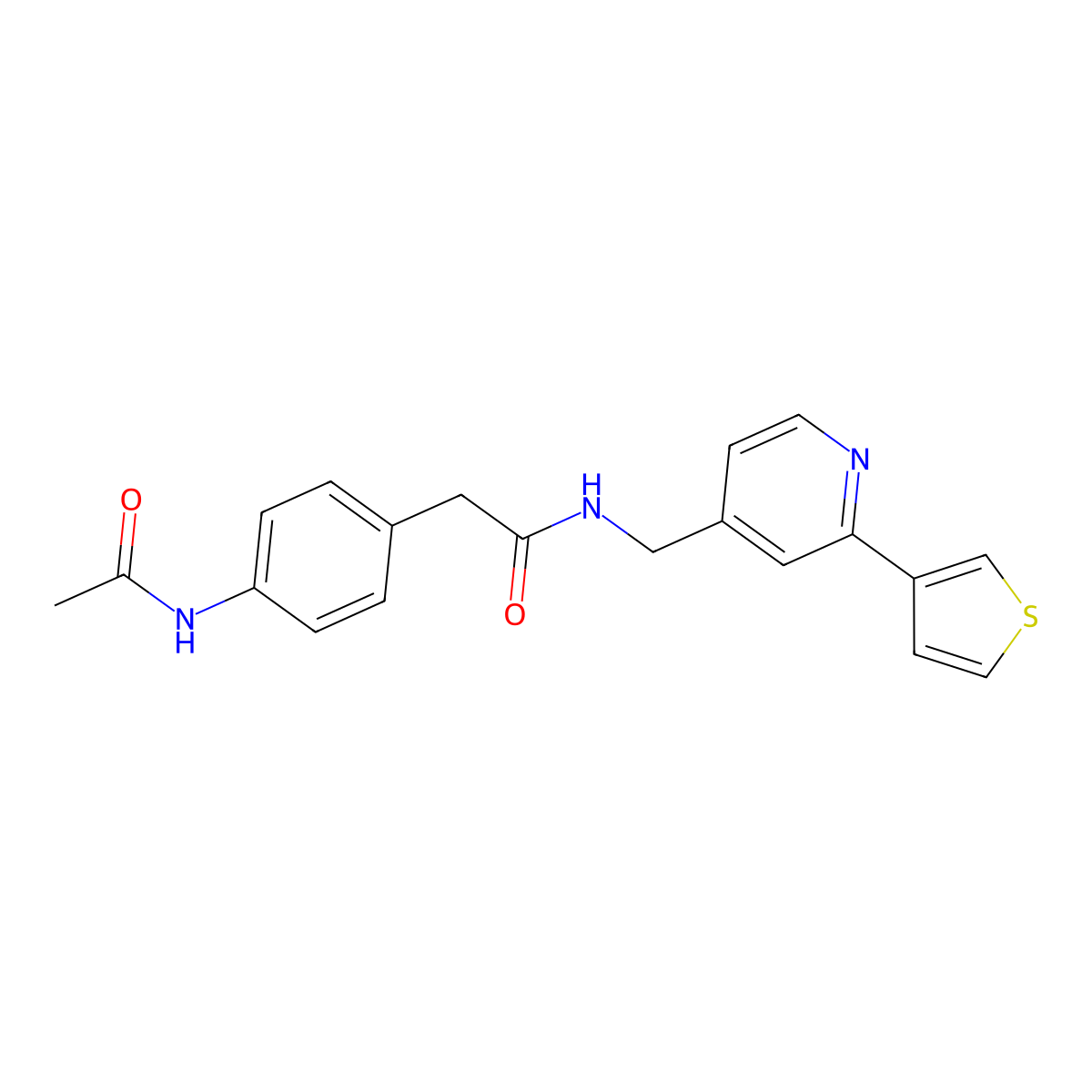 2-(4-acetamidophenyl)-N-((2-(thiophen-3-yl)pyridin-4-yl)methyl)acetamide molecular structure, CAS 2034476-94-1