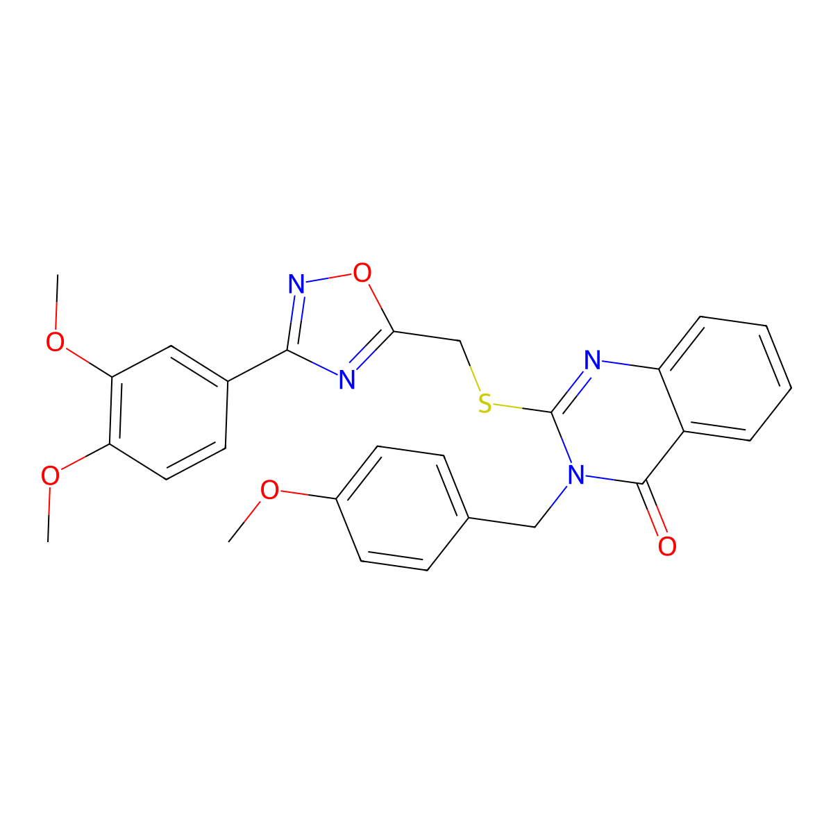 2-(((3-(3,4-dimethoxyphenyl)-1,2,4-oxadiazol-5-yl)methyl)thio)-3-(4-methoxybenzyl)quinazolin-4(3H)-one molecular structure, CAS 2034477-02-4