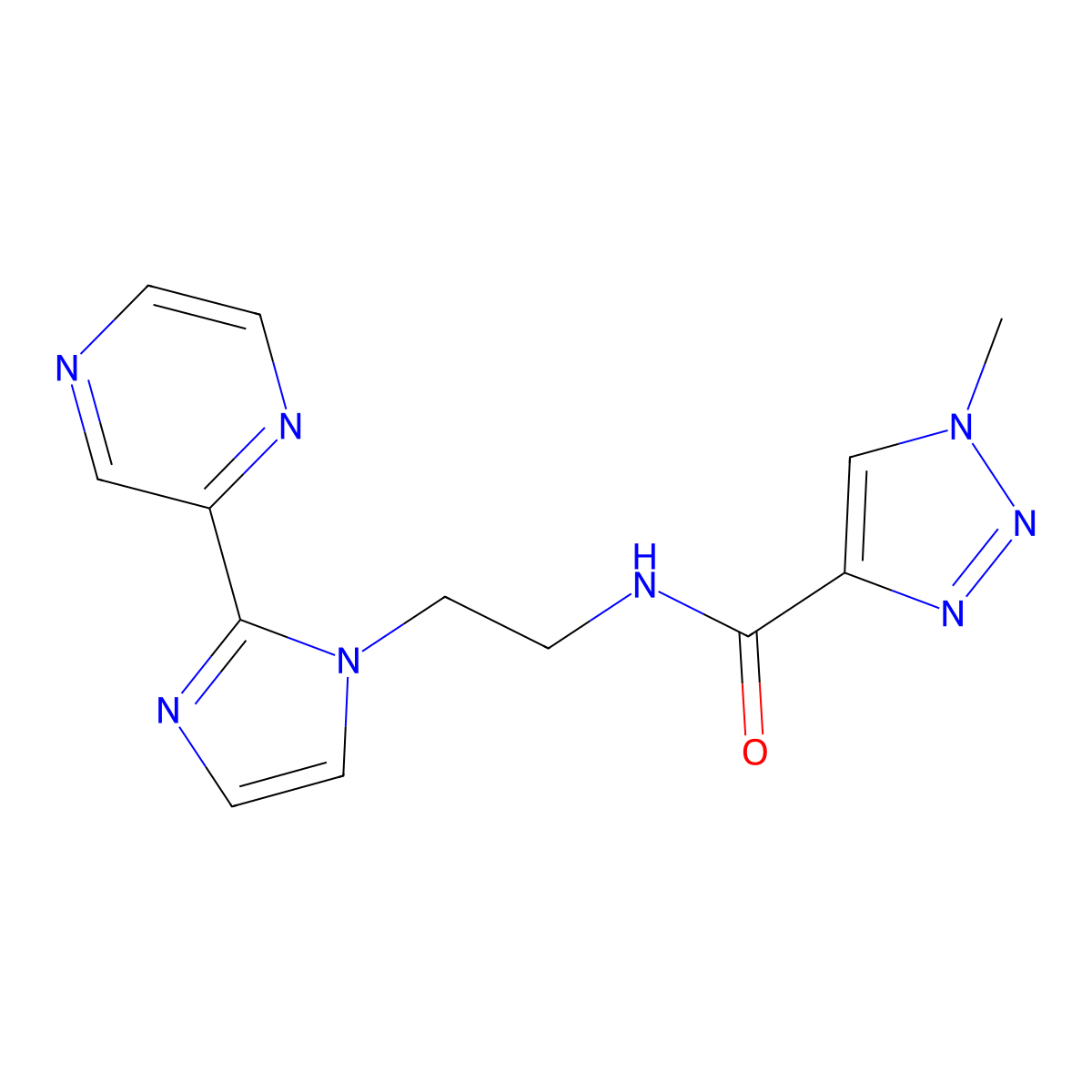 1-methyl-N-{2-[2-(pyrazin-2-yl)-1H-imidazol-1-yl]ethyl}-1H-1,2,3-triazole-4-carboxamide molecular structure, CAS 2034477-03-5
