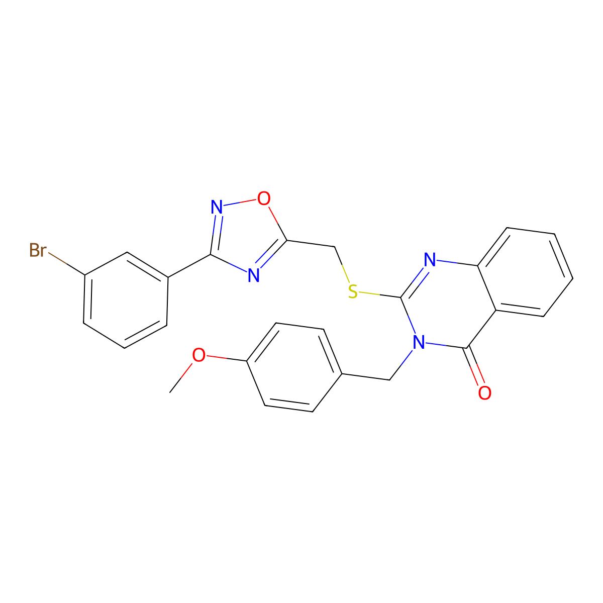 2-(((3-(3-bromophenyl)-1,2,4-oxadiazol-5-yl)methyl)thio)-3-(4-methoxybenzyl)quinazolin-4(3H)-one molecular structure, CAS 2034477-07-9