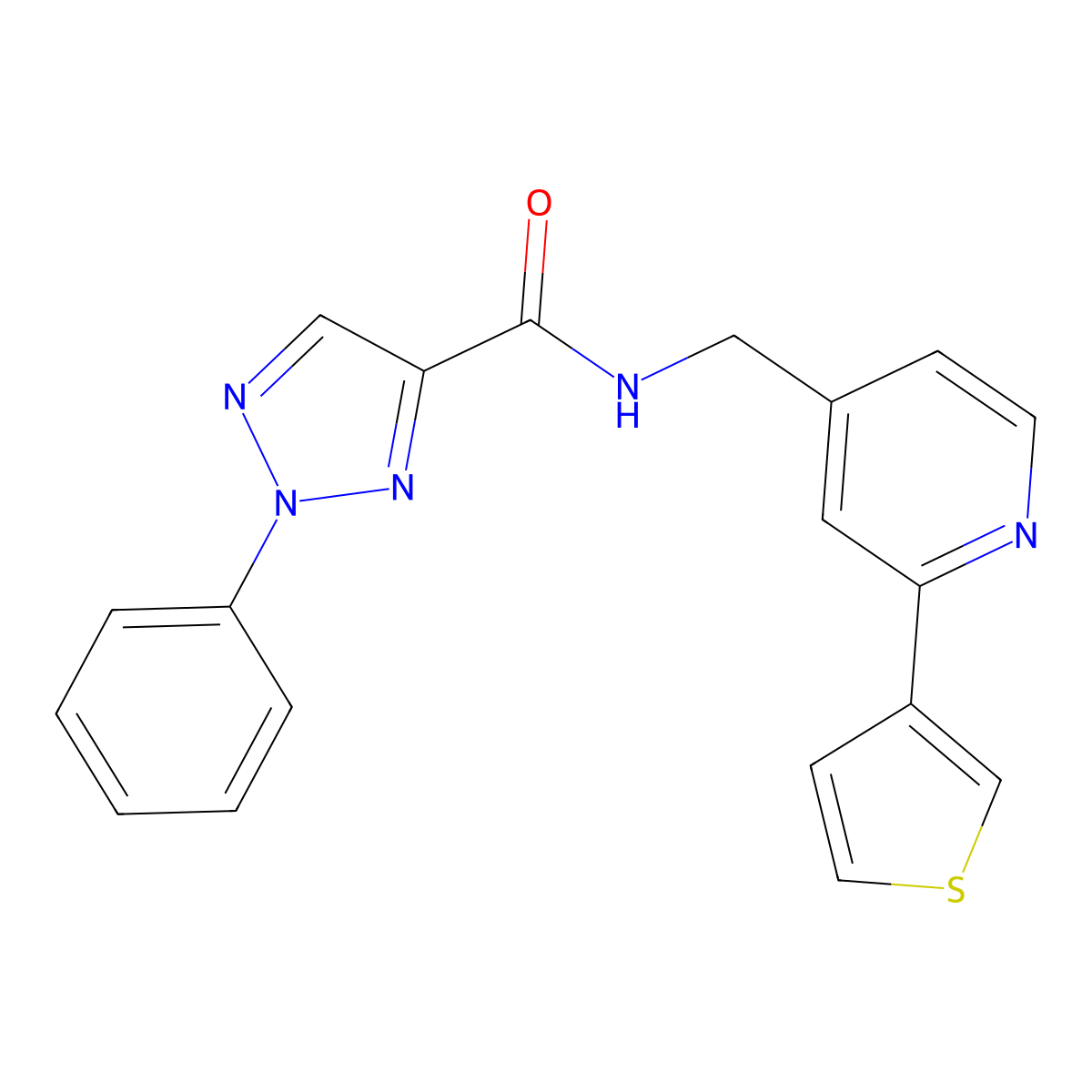 2-phenyl-N-{[2-(thiophen-3-yl)pyridin-4-yl]methyl}-2H-1,2,3-triazole-4-carboxamide molecular structure, CAS 2034477-09-1