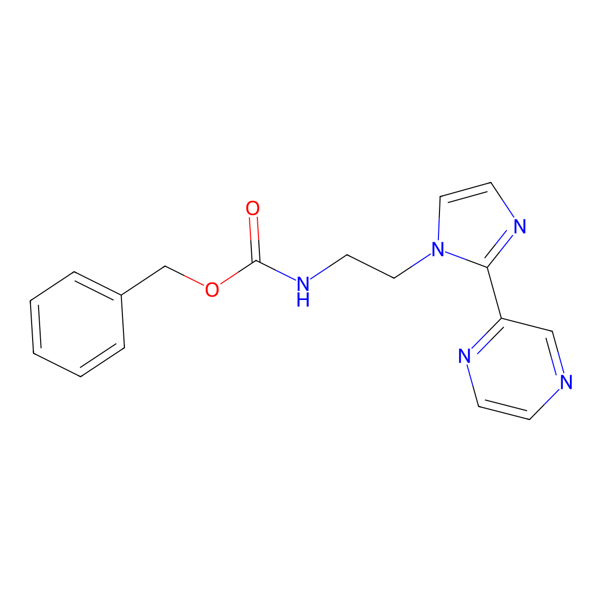 benzyl (2-(2-(pyrazin-2-yl)-1H-imidazol-1-yl)ethyl)carbamate molecular structure, CAS 2034477-16-0