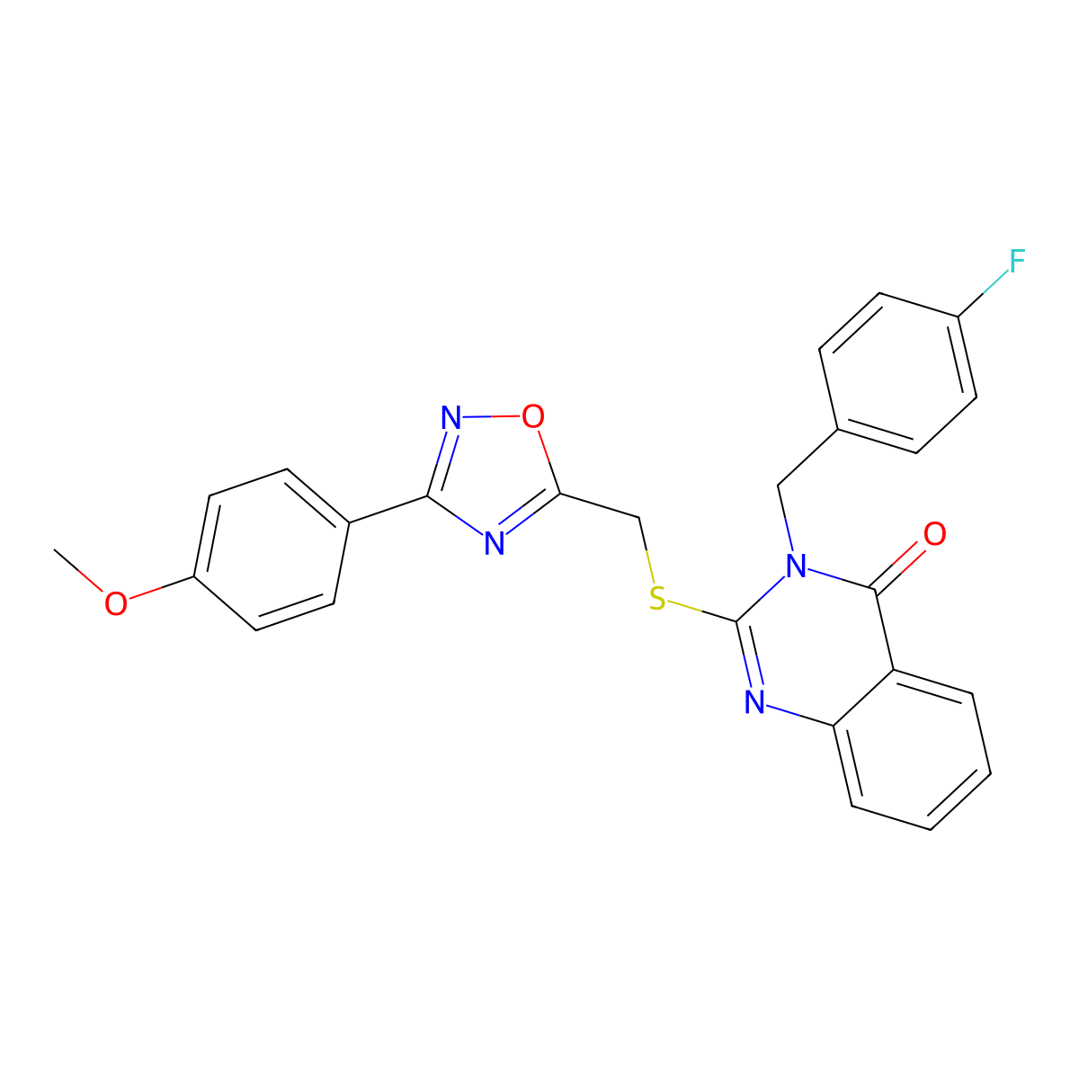 3-(4-fluorobenzyl)-2-(((3-(4-methoxyphenyl)-1,2,4-oxadiazol-5-yl)methyl)thio)quinazolin-4(3H)-one molecular structure, CAS 2034477-22-8