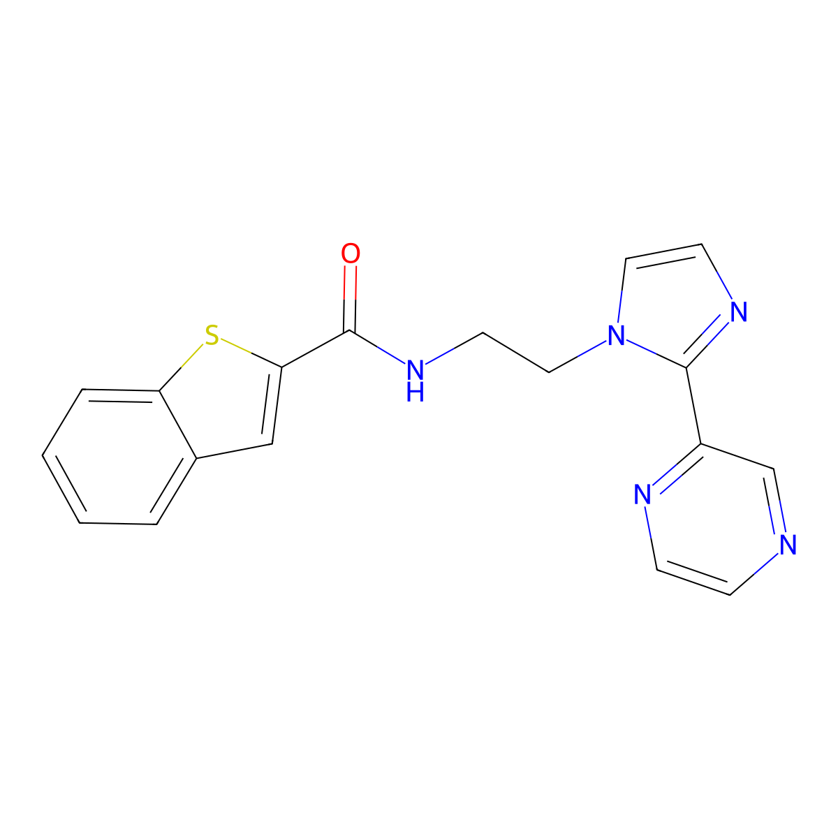 N-(2-(2-(pyrazin-2-yl)-1H-imidazol-1-yl)ethyl)benzo[b]thiophene-2-carboxamide molecular structure, CAS 2034477-24-0