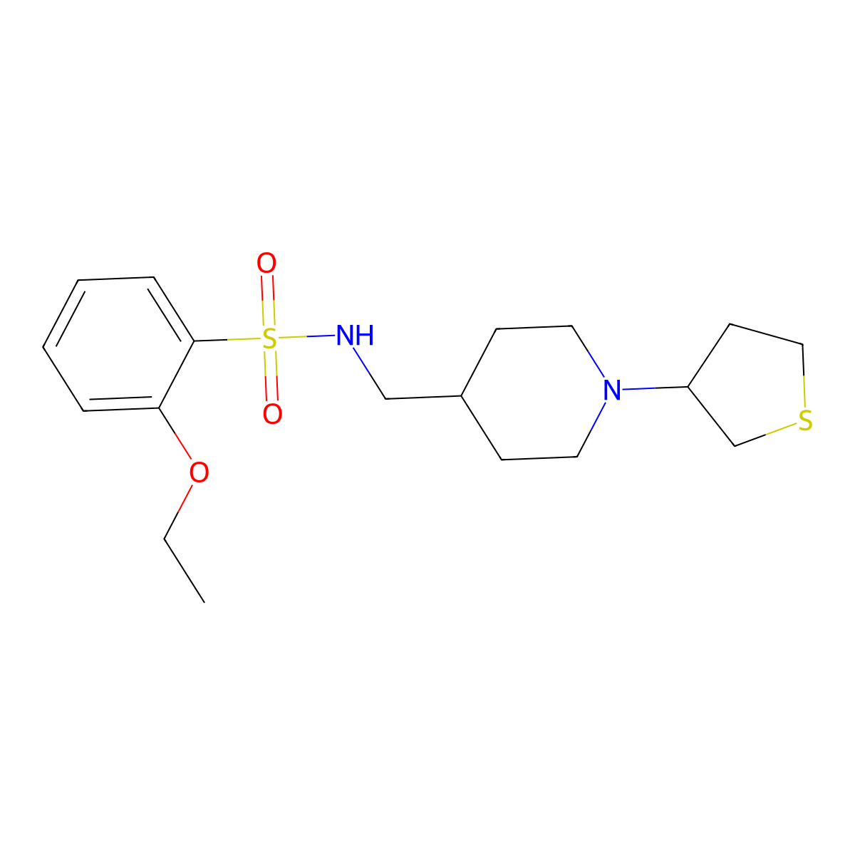 2-ethoxy-N-((1-(tetrahydrothiophen-3-yl)piperidin-4-yl)methyl)benzenesulfonamide molecular structure, CAS 2034477-25-1