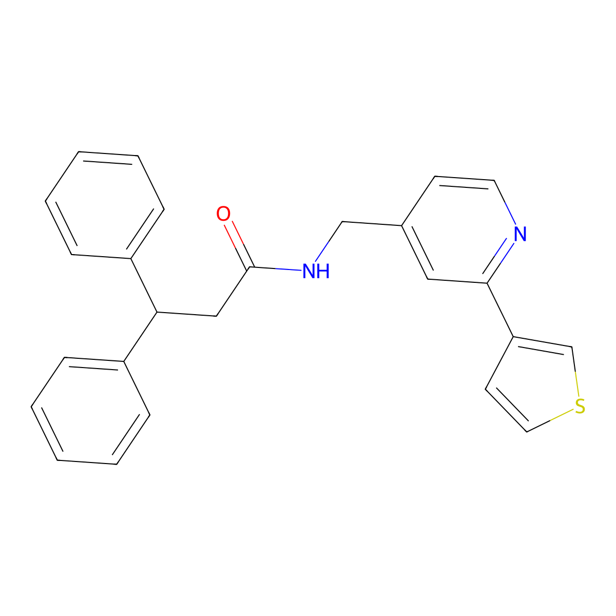 3,3-diphenyl-N-((2-(thiophen-3-yl)pyridin-4-yl)methyl)propanamide molecular structure, CAS 2034477-28-4