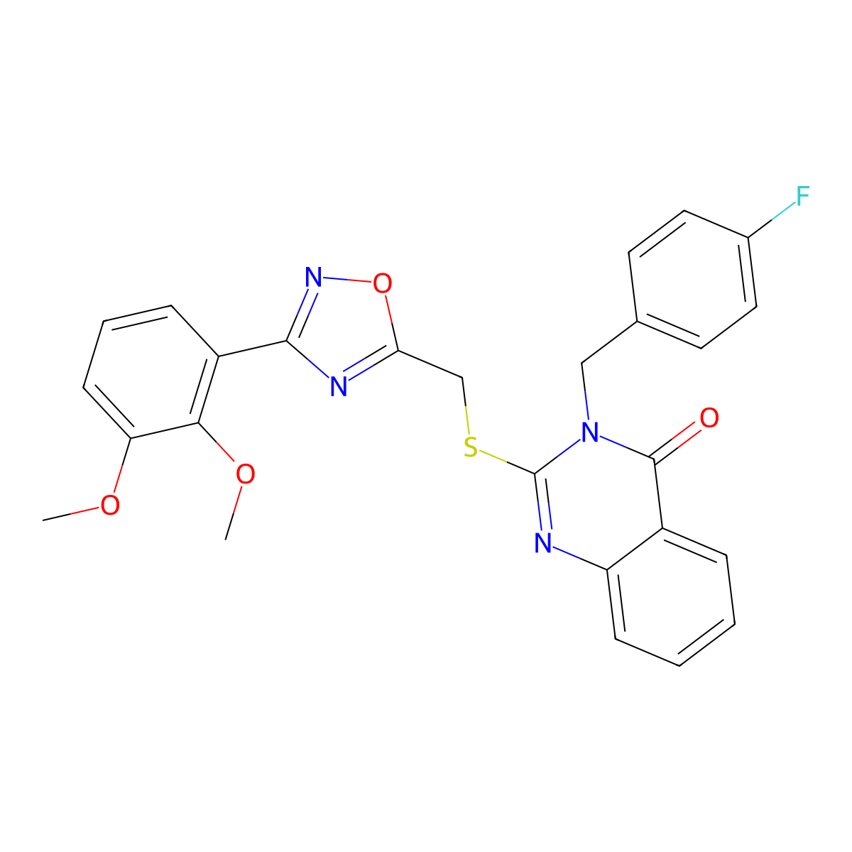 2-(((3-(2,3-dimethoxyphenyl)-1,2,4-oxadiazol-5-yl)methyl)thio)-3-(4-fluorobenzyl)quinazolin-4(3H)-one molecular structure, CAS 2034477-29-5