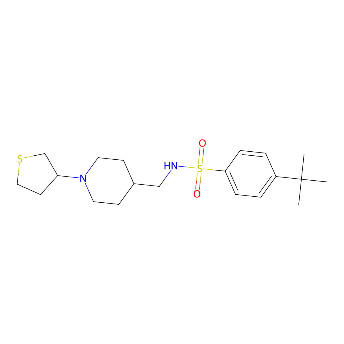 4-(tert-butyl)-N-((1-(tetrahydrothiophen-3-yl)piperidin-4-yl)methyl)benzenesulfonamide molecular structure, CAS 2034477-36-4