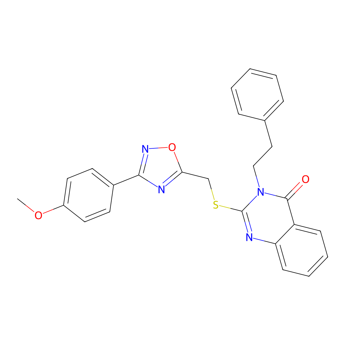 2-(((3-(4-methoxyphenyl)-1,2,4-oxadiazol-5-yl)methyl)thio)-3-phenethylquinazolin-4(3H)-one molecular structure, CAS 2034477-38-6