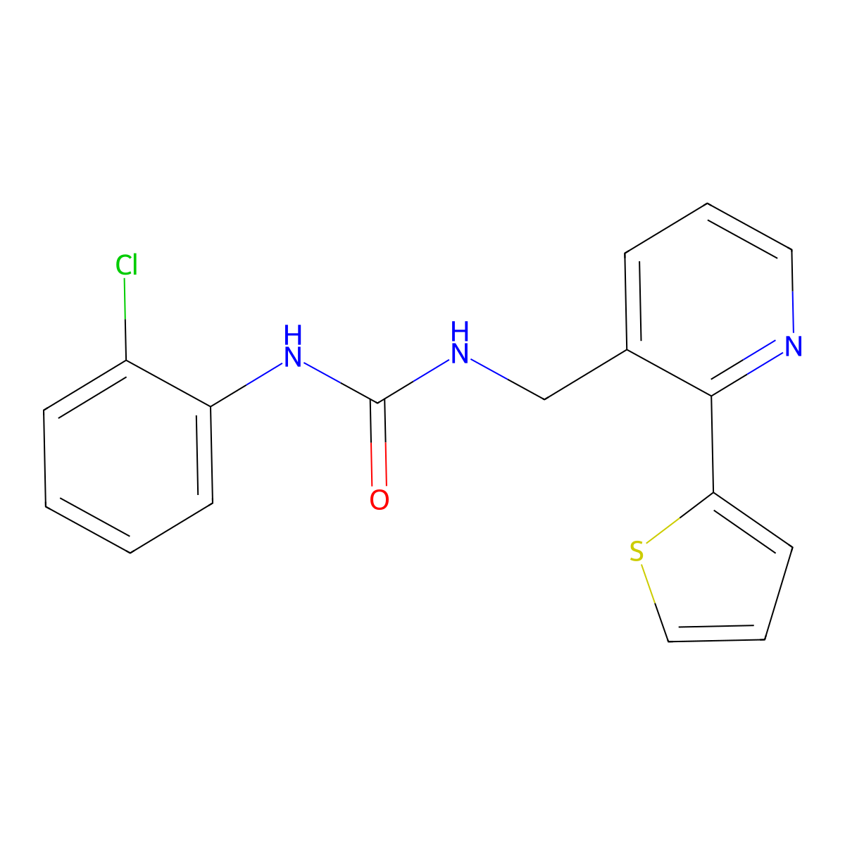 1-(2-Chlorophenyl)-3-((2-(thiophen-2-yl)pyridin-3-yl)methyl)urea molecular structure, CAS 2034477-41-1
