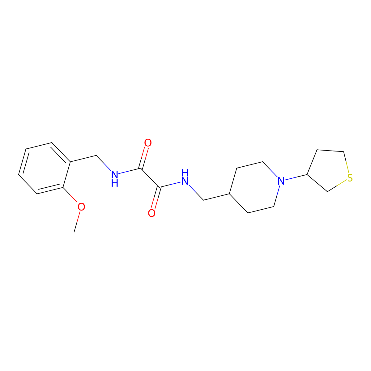 N1-(2-methoxybenzyl)-N2-((1-(tetrahydrothiophen-3-yl)piperidin-4-yl)methyl)oxalamide molecular structure, CAS 2034477-42-2
