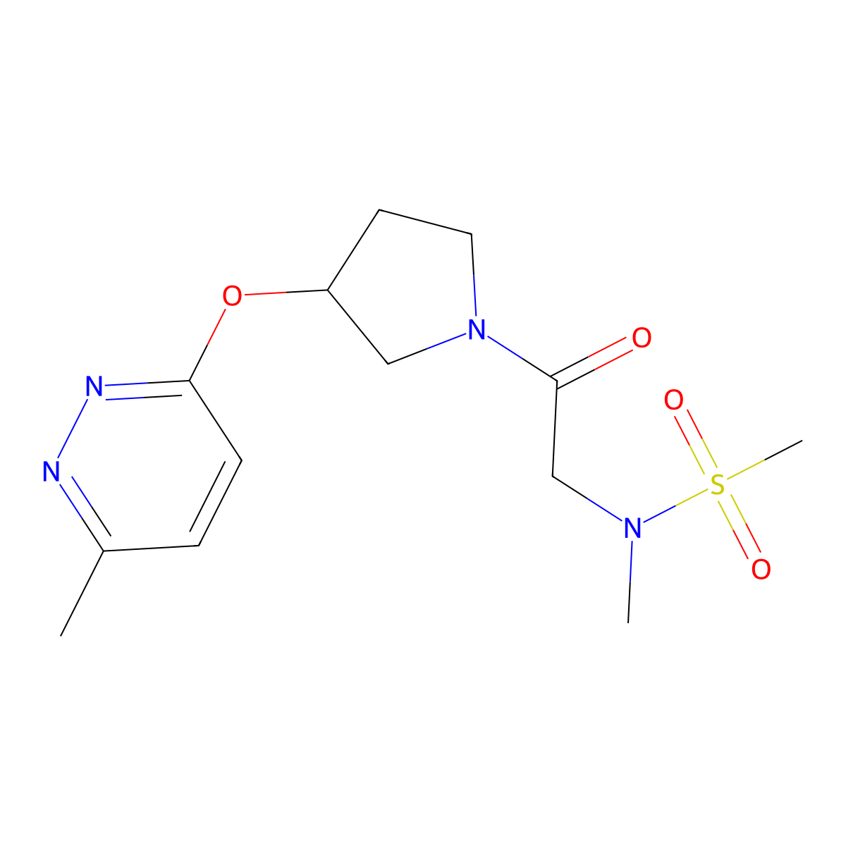 N-methyl-N-(2-(3-((6-methylpyridazin-3-yl)oxy)pyrrolidin-1-yl)-2-oxoethyl)methanesulfonamide molecular structure, CAS 2034477-45-5