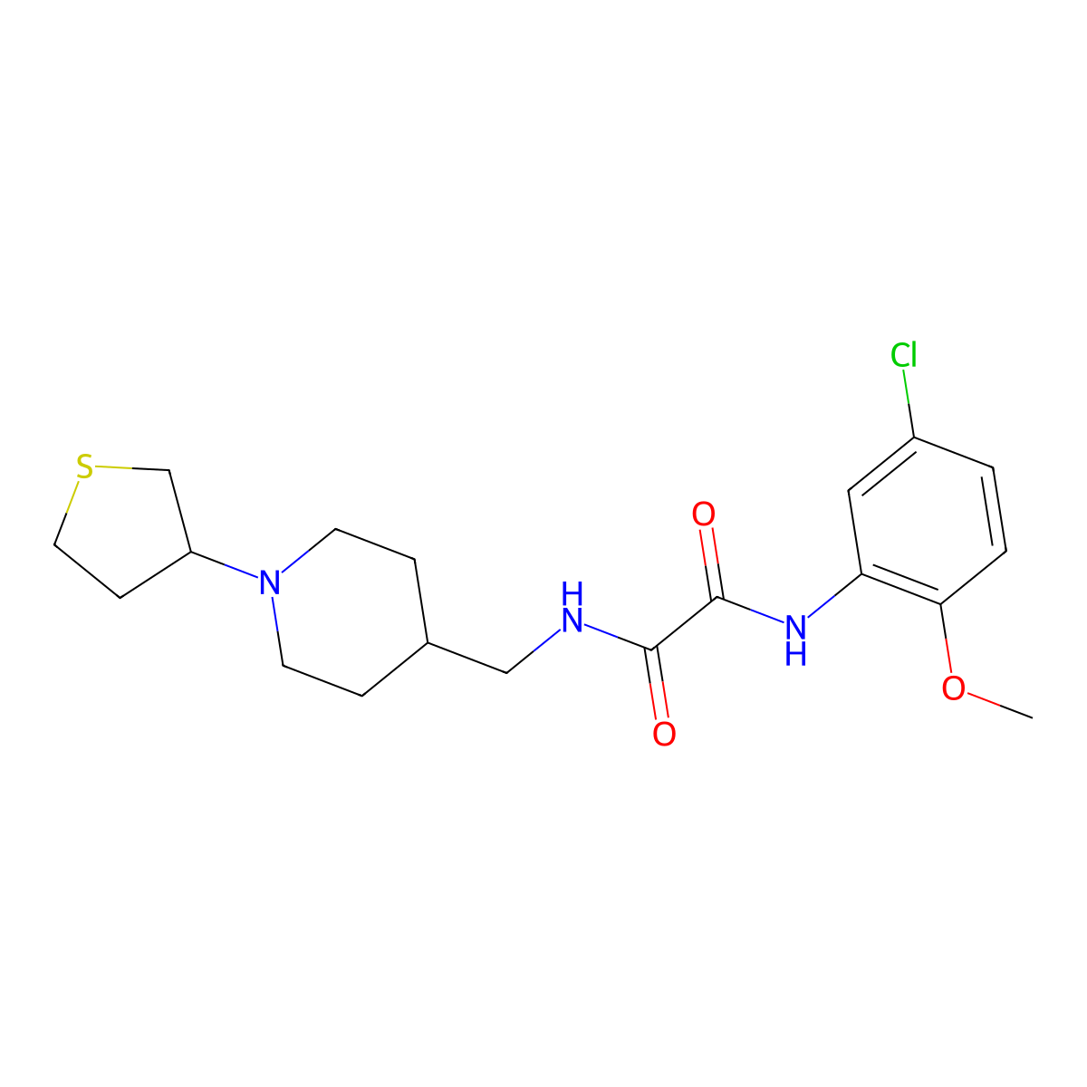 N1-(5-chloro-2-methoxyphenyl)-N2-((1-(tetrahydrothiophen-3-yl)piperidin-4-yl)methyl)oxalamide molecular structure, CAS 2034477-51-3