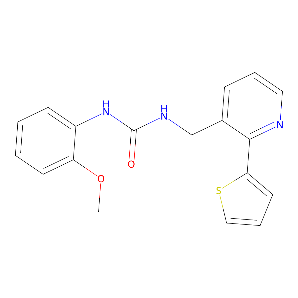 1-(2-Methoxyphenyl)-3-((2-(thiophen-2-yl)pyridin-3-yl)methyl)urea molecular structure, CAS 2034477-55-7