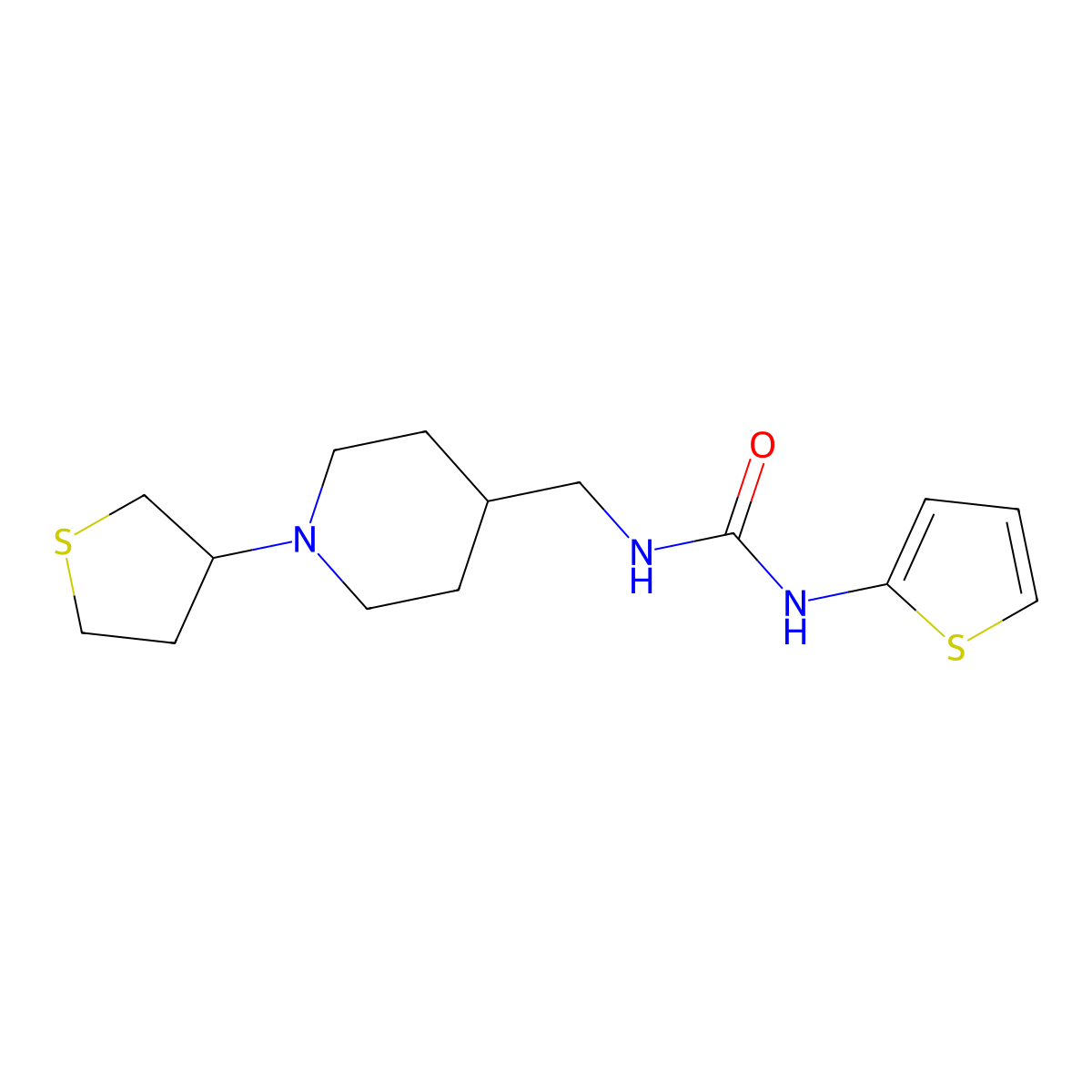 1-((1-(Tetrahydrothiophen-3-yl)piperidin-4-yl)methyl)-3-(thiophen-2-yl)urea molecular structure, CAS 2034477-60-4