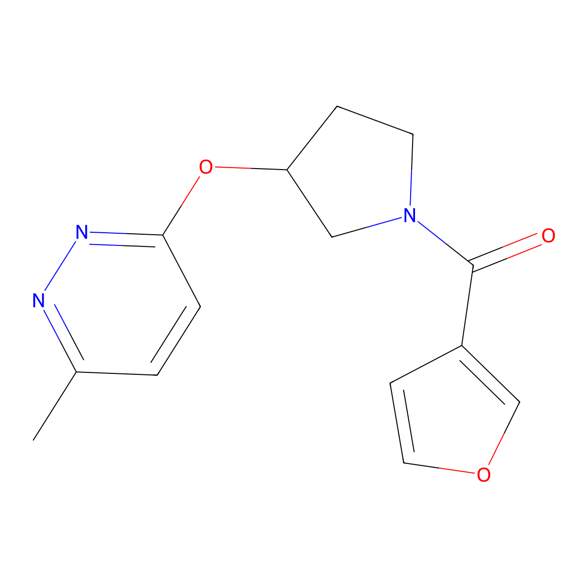 Furan-3-yl(3-((6-methylpyridazin-3-yl)oxy)pyrrolidin-1-yl)methanone molecular structure, CAS 2034477-63-7