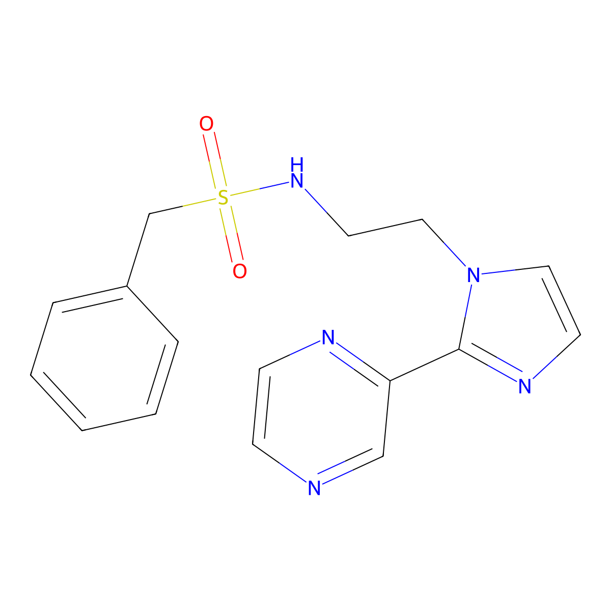 1-phenyl-N-(2-(2-(pyrazin-2-yl)-1H-imidazol-1-yl)ethyl)methanesulfonamide molecular structure, CAS 2034477-64-8