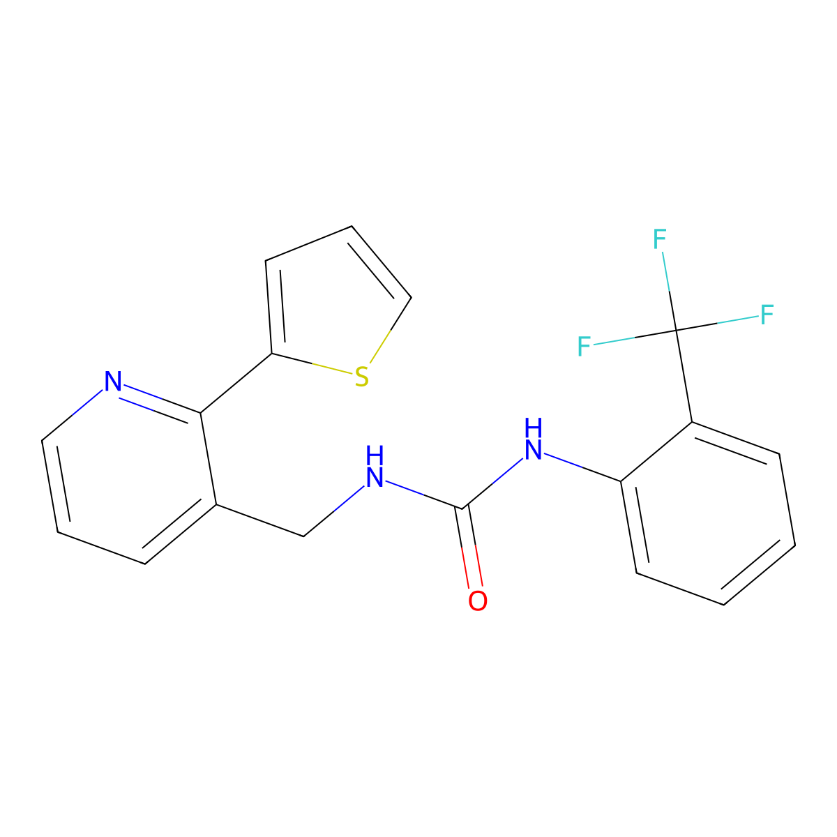 1-{[2-(Thiophen-2-yl)pyridin-3-yl]methyl}-3-[2-(trifluoromethyl)phenyl]urea molecular structure, CAS 2034477-70-6