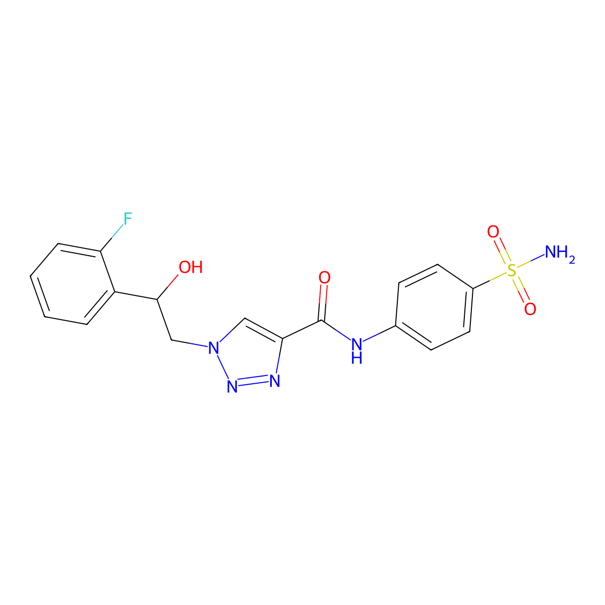 1-(2-(2-fluorophenyl)-2-hydroxyethyl)-N-(4-sulfamoylphenyl)-1H-1,2,3-triazole-4-carboxamide molecular structure, CAS 2034477-72-8