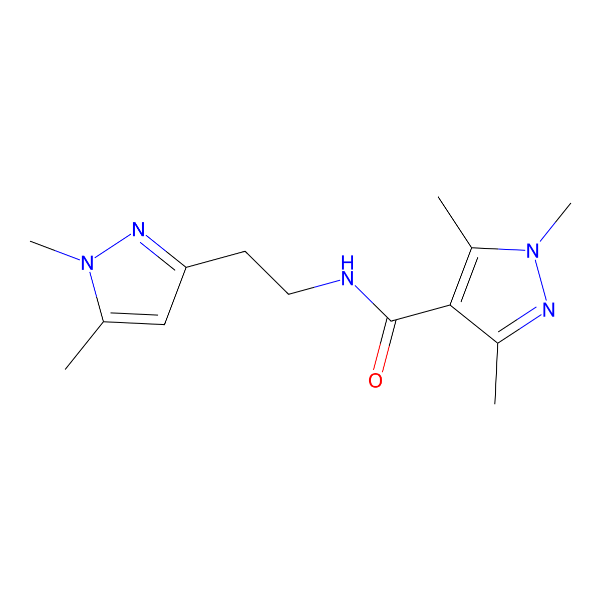 N-(2-(1,5-dimethyl-1H-pyrazol-3-yl)ethyl)-1,3,5-trimethyl-1H-pyrazole-4-carboxamide molecular structure, CAS 2034477-75-1