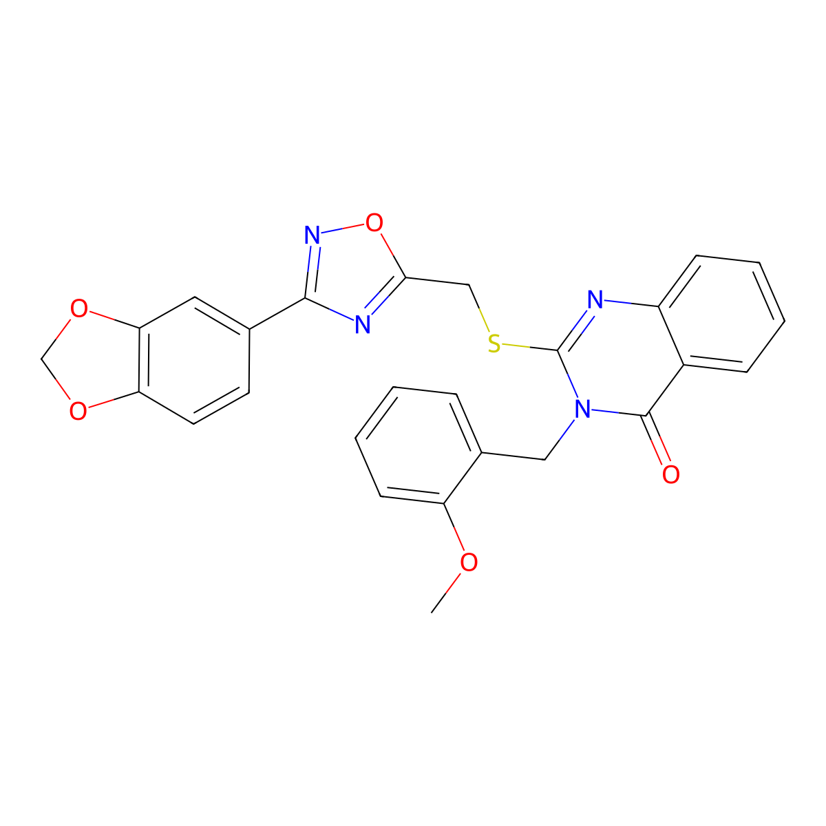 2-(((3-(benzo[d][1,3]dioxol-5-yl)-1,2,4-oxadiazol-5-yl)methyl)thio)-3-(2-methoxybenzyl)quinazolin-4(3H)-one molecular structure, CAS 2034477-77-3