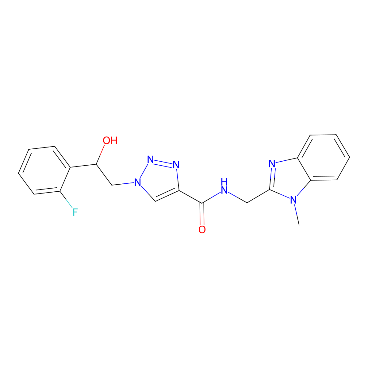 1-(2-(2-fluorophenyl)-2-hydroxyethyl)-N-((1-methyl-1H-benzo[d]imidazol-2-yl)methyl)-1H-1,2,3-triazole-4-carboxamide molecular structure, CAS 2034477-79-5