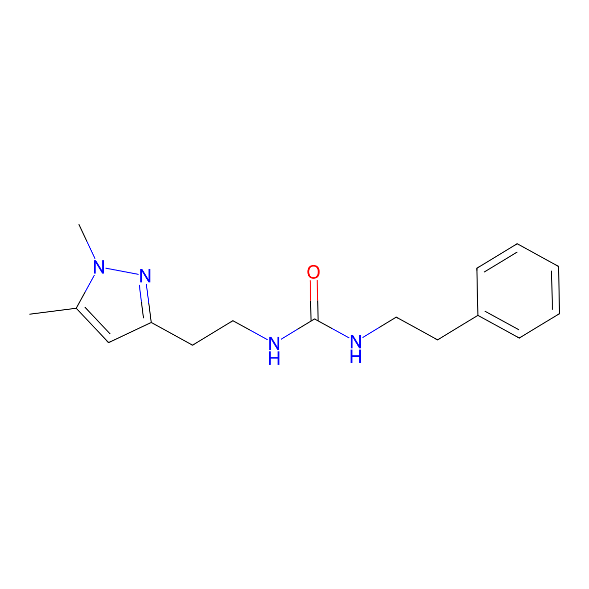 1-(2-(1,5-dimethyl-1H-pyrazol-3-yl)ethyl)-3-phenethylurea molecular structure, CAS 2034477-81-9